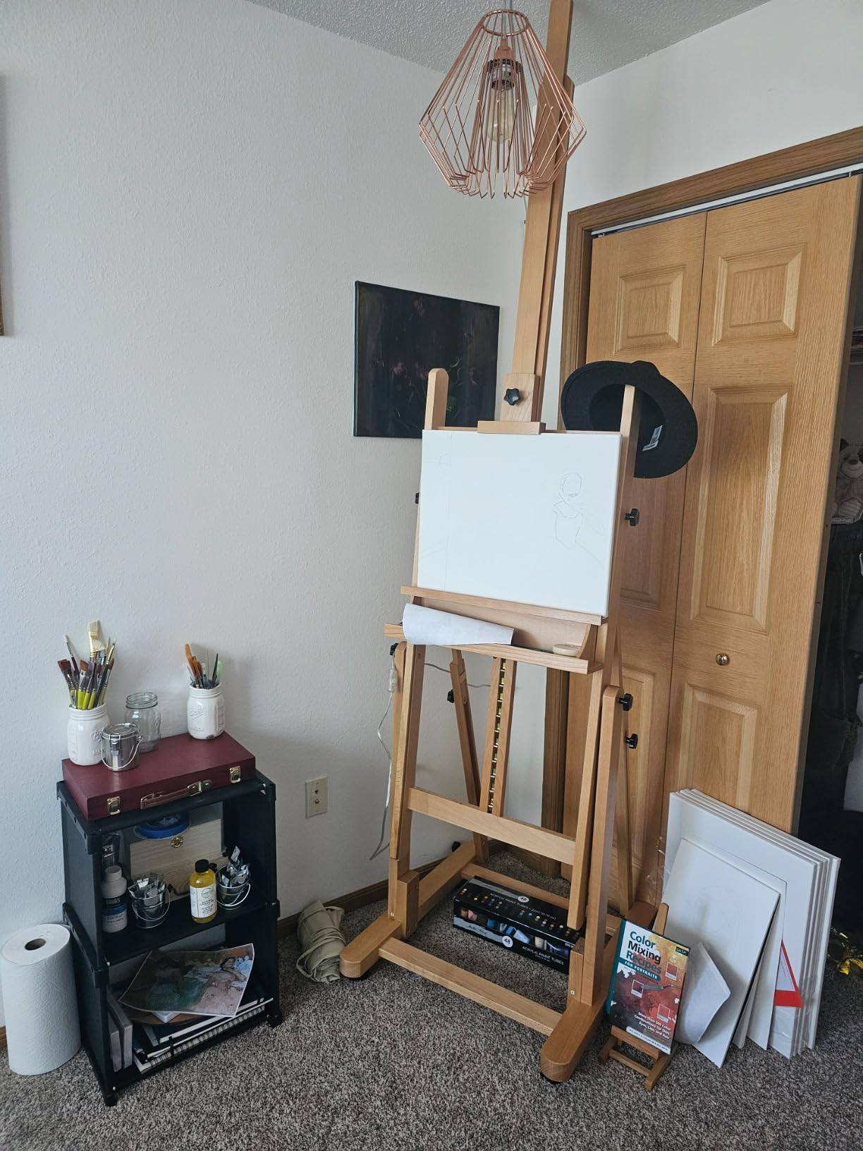 U.S. Art Supply Heavy Duty Extra Large Adjustable Wood H-Frame Easel customer photo 1