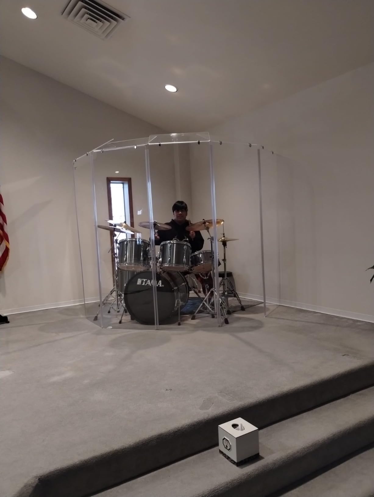 PENNZONI Drum Shield 6ft w/Plastic Hinges & Deflectors, Comes w/ 6 Drum Panels, Plastic Hinges & Deflectors, Premium Clear Acrylic Panels customer photo 1