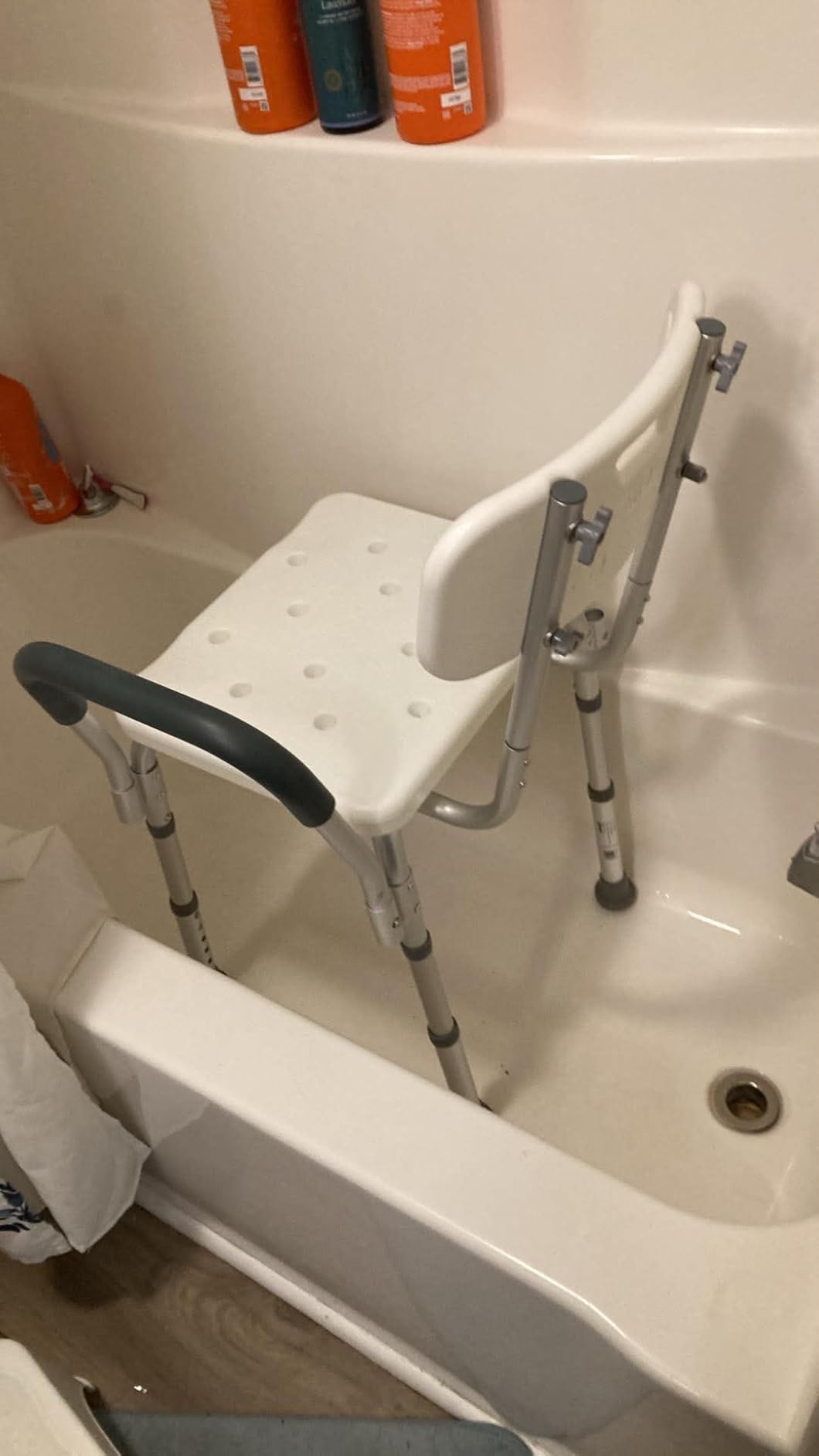 Drive Medical Premium Shower Chair with Back and Padded Arms, White customer photo 2