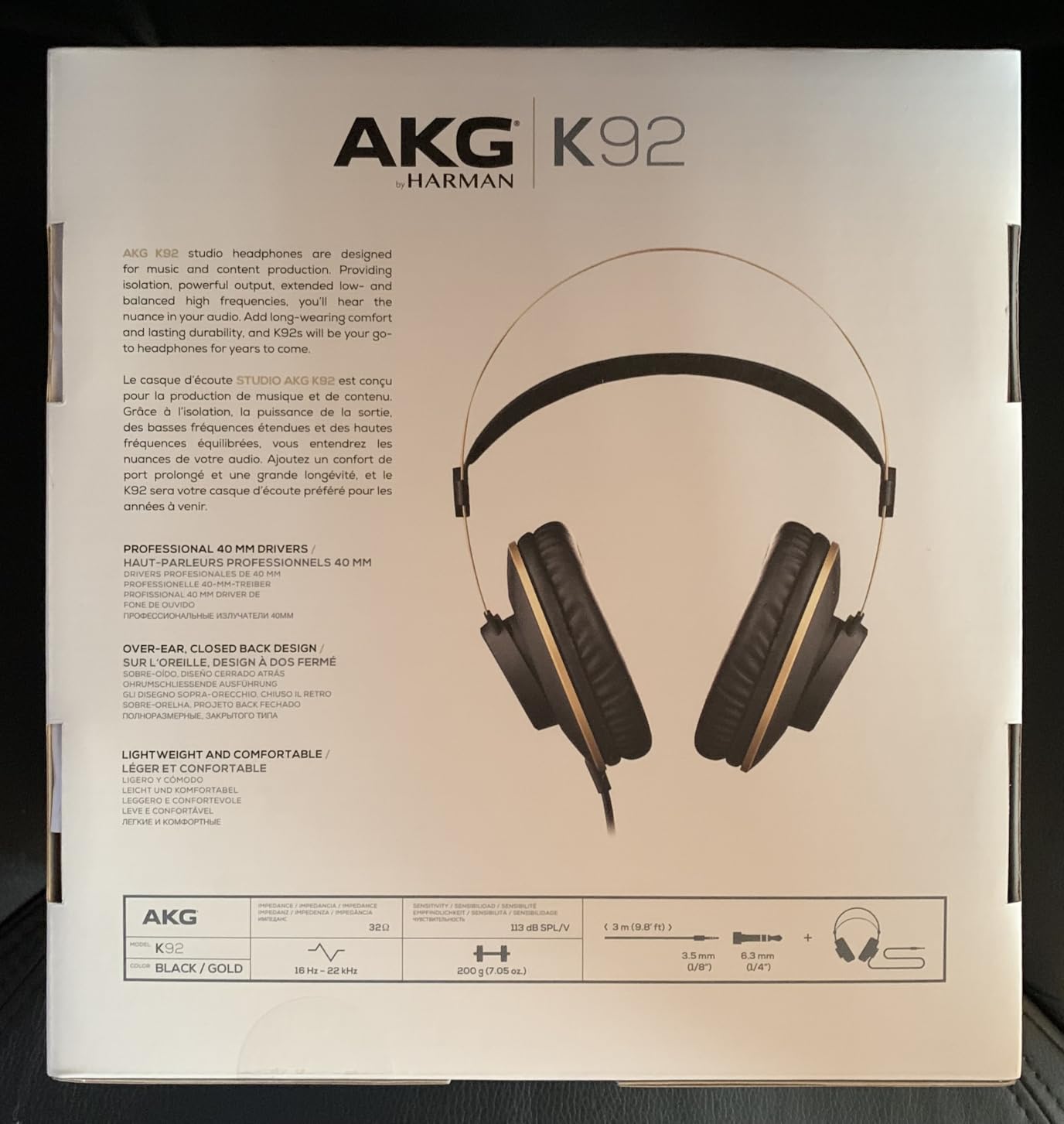 AKG Pro Audio K92 Over-Ear, Closed-Back, Critical Listening and Studio Headphones, Matte Black and Gold customer photo 1