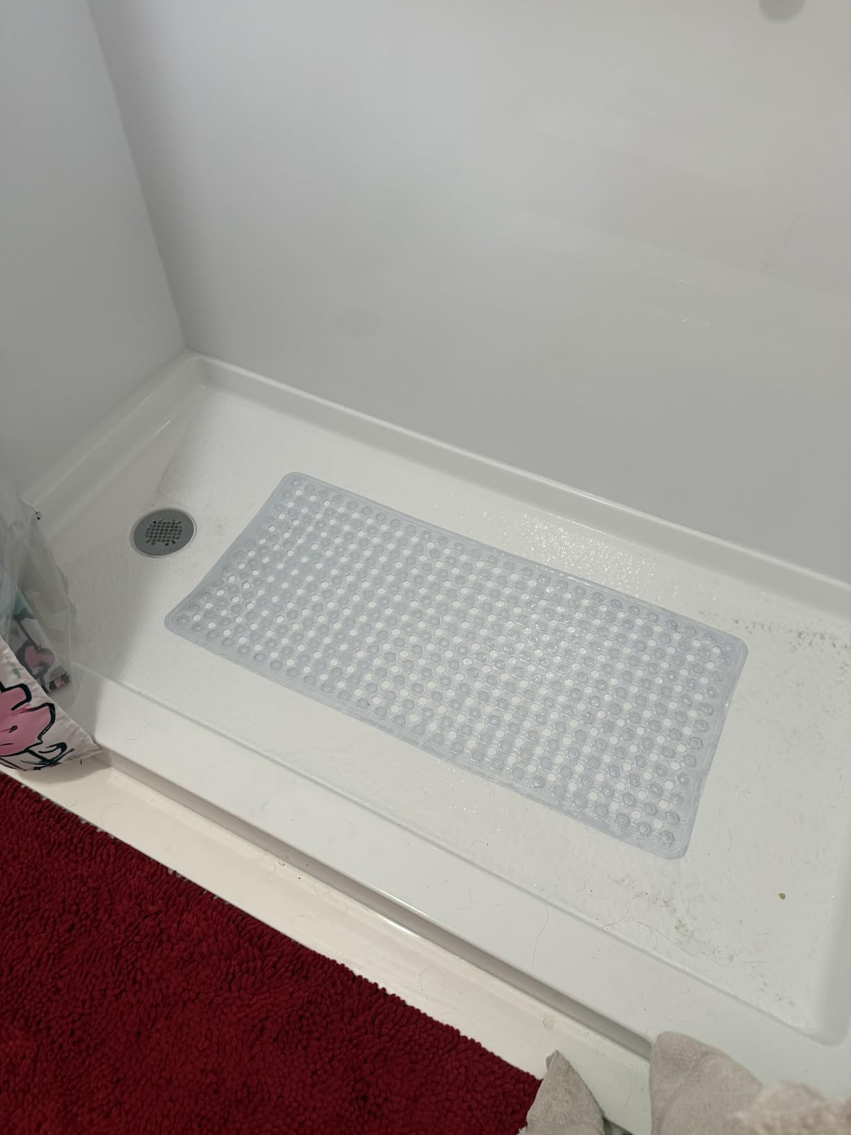 GORILLA GRIP Bath Tub Shower Mat, Bathtub Floor Liner, 35x16 Clear Blue customer photo 1