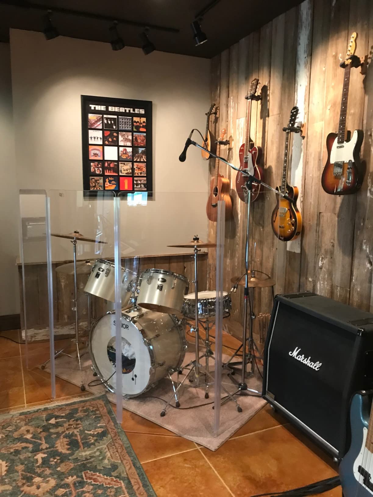 Drum Shield 5 panels 2ft wide X 5 ft tall in Acrylic Drum cage with full length flexible Hinges (5panels 2ftX5ft) drum screen, sound isolation, Made in USA customer photo 2