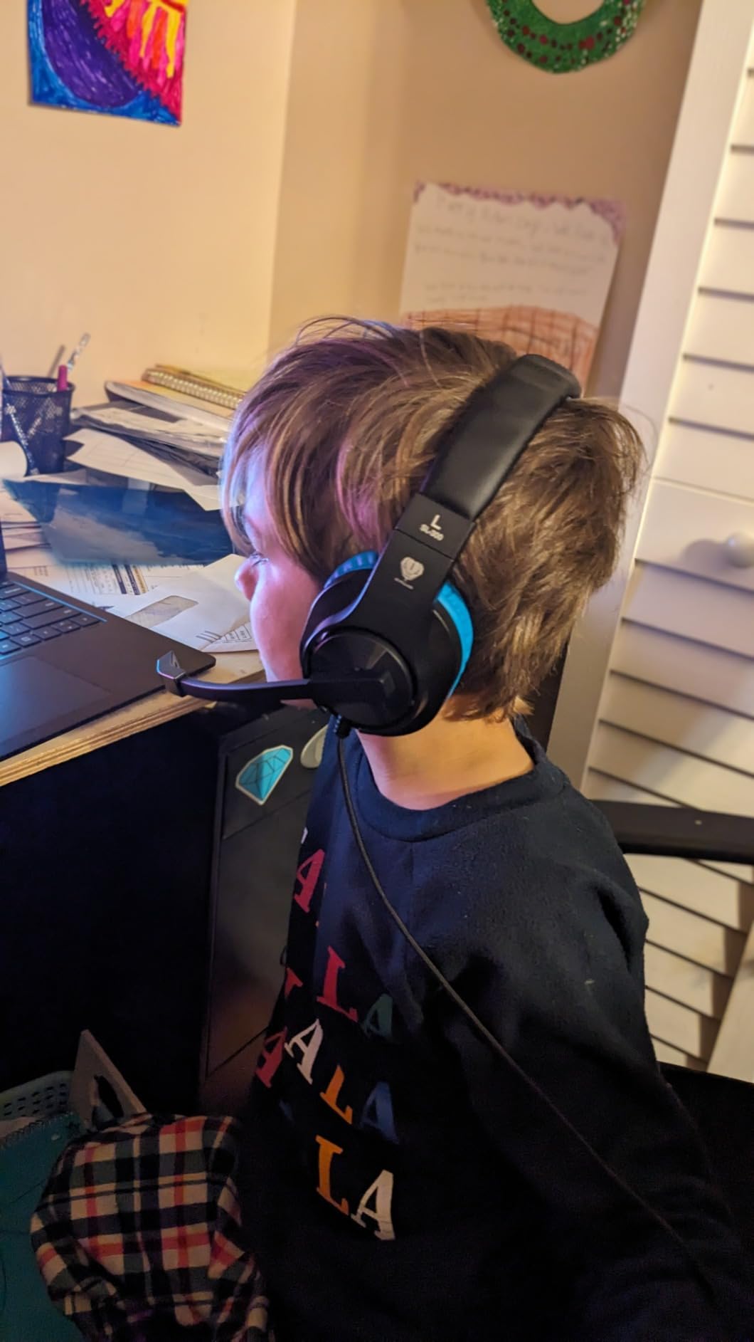 BlueFire Kids Headphones for Online School, Children, Teens, Boys, Girls, 3.5mm Stereo Over-Ear Gaming Headphone with Microphone and Volume Control for PS4, PS5, New Xbox One(Blue) customer photo 2