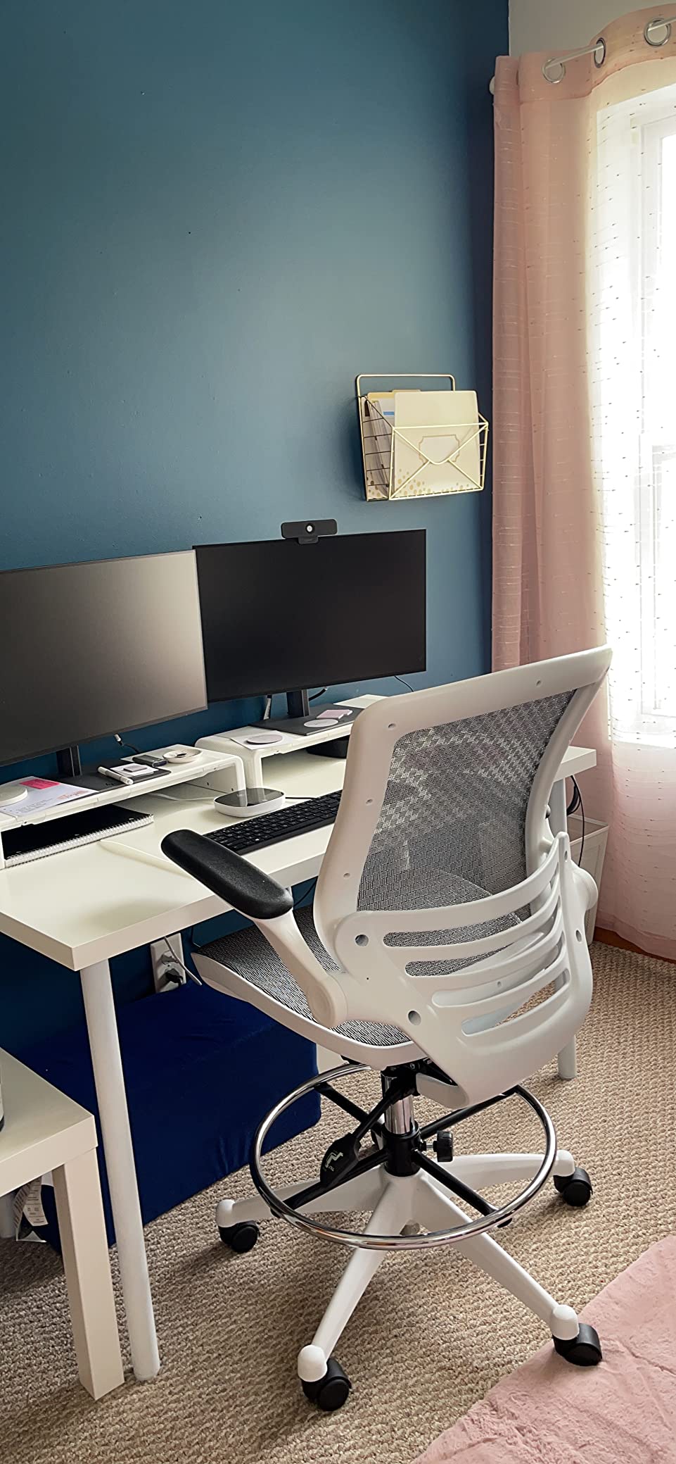 Flash Furniture Mesh Drafting Chair, Black/Melrose Gold customer photo 2