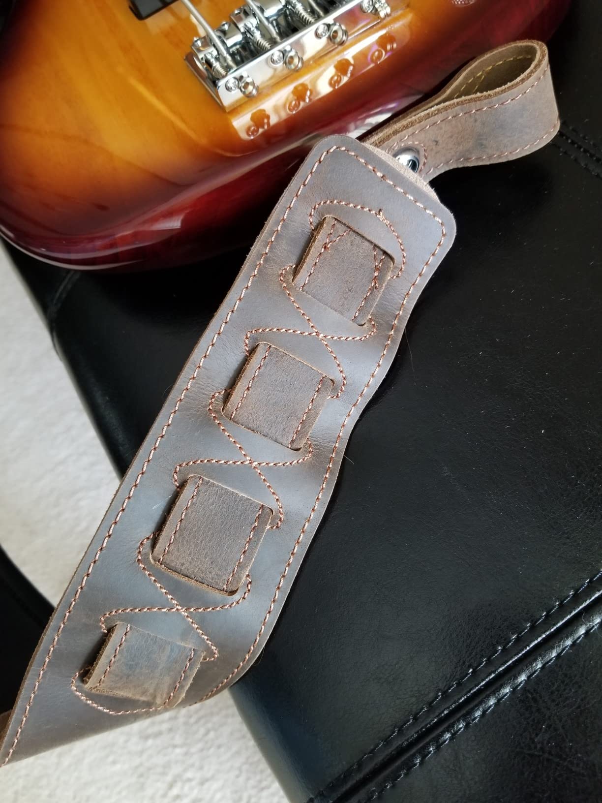 BestSounds Guitar Strap Leather 3 Inch Wide Full Grain Padded Soft Leather Strap for Acoustic, Electric and Bass Guitars customer photo 2