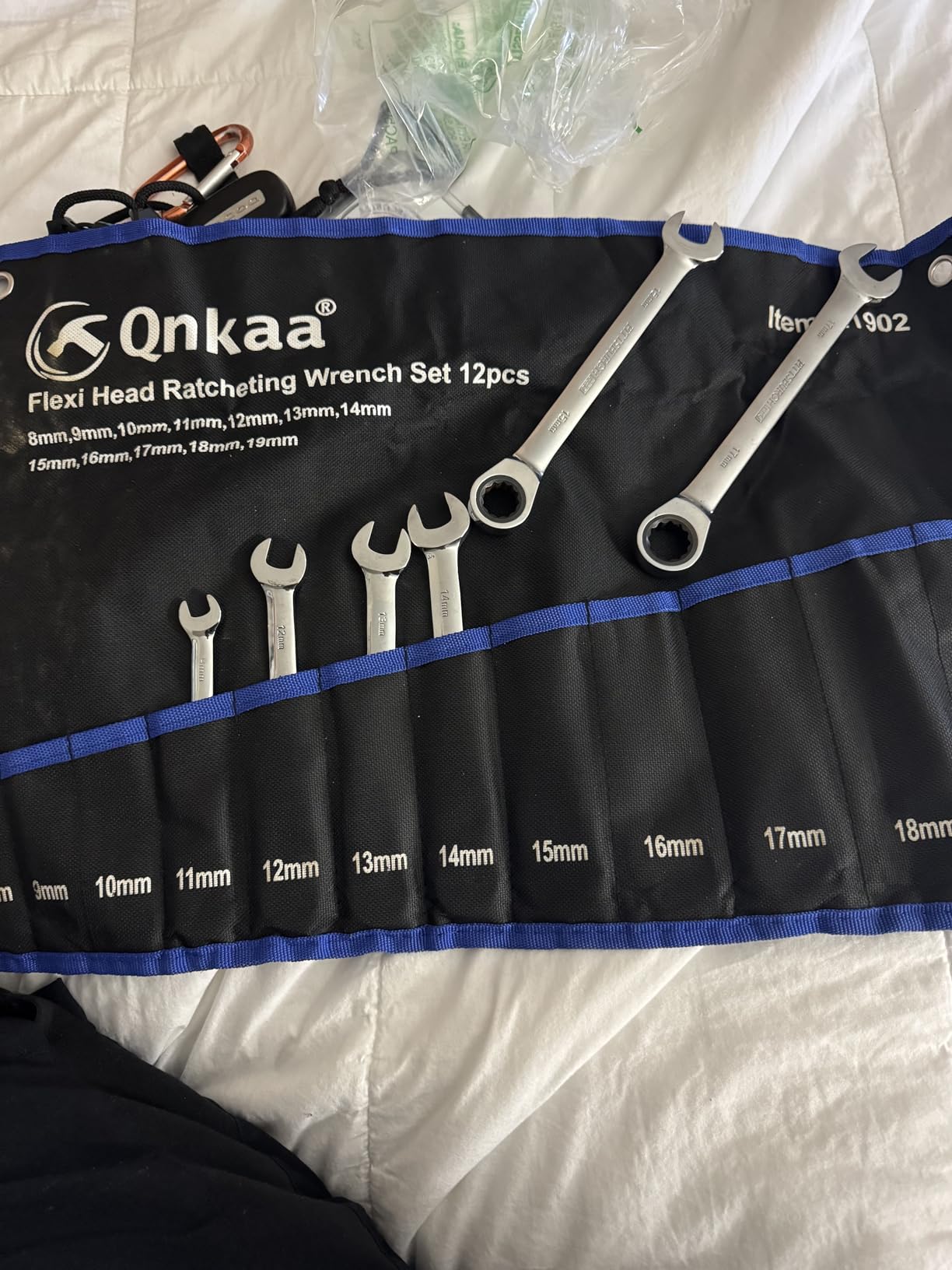Qnkaa Flexible Ratchet Wrench Set 12pcs 8-19mm Spanner Gear Ring Ratcheting Combination Flexi Wrench Kit Metric Flex Head customer photo 2