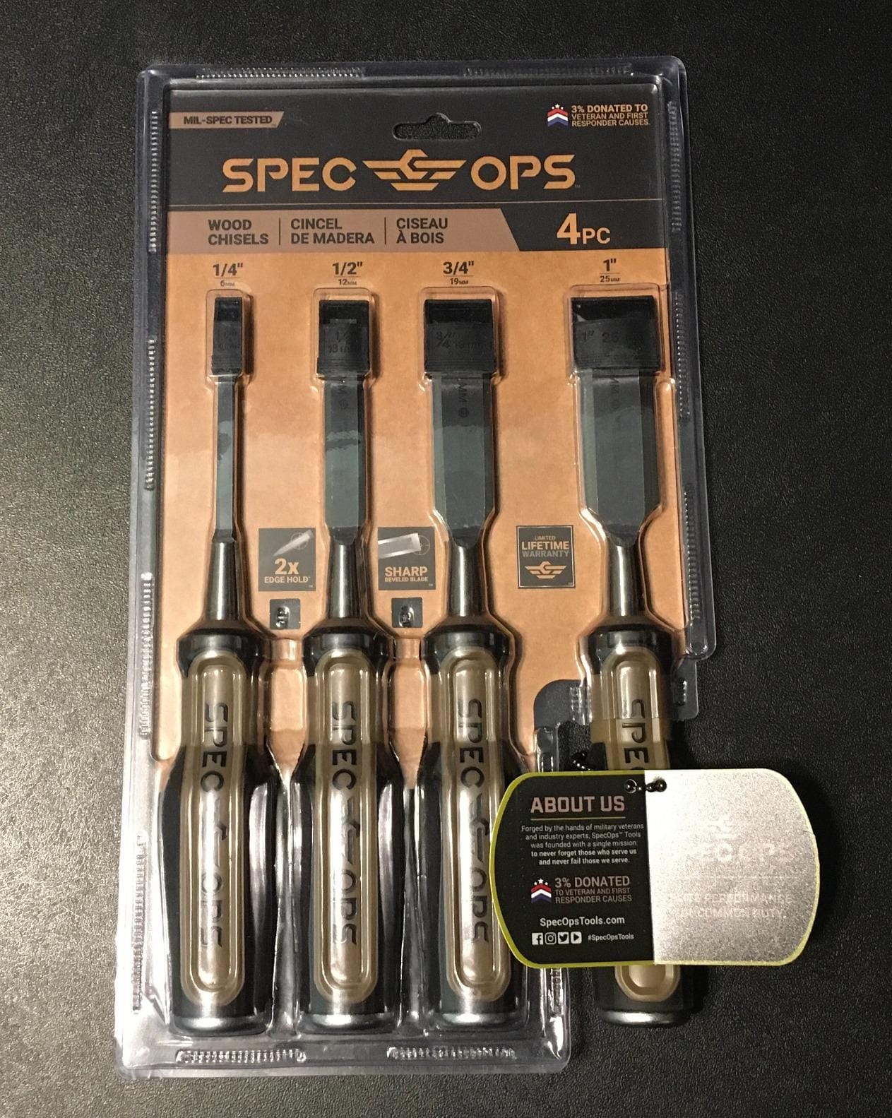Spec Ops Tools Wood Chisel for Carpentry & Woodworking, Beveled Edge High-Carbon Steel Blade, Full Tang Shock-Absorbing Grip, 4-Piece Set customer photo 2