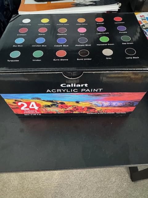 Caliart Acrylic Paint Set of 24 Colors with 12 Brushes customer photo 2