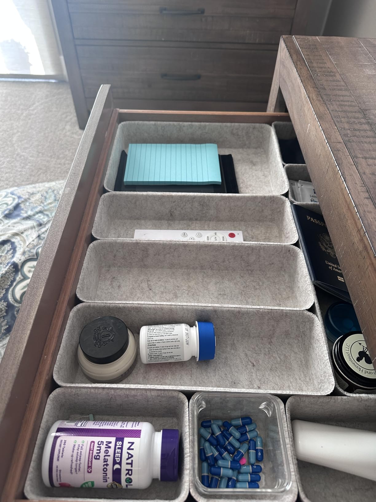 Welaxy 8pc Nordic Felt Desk Drawer Organizer Tray Beige Oatmeal Storage Bin customer photo 1