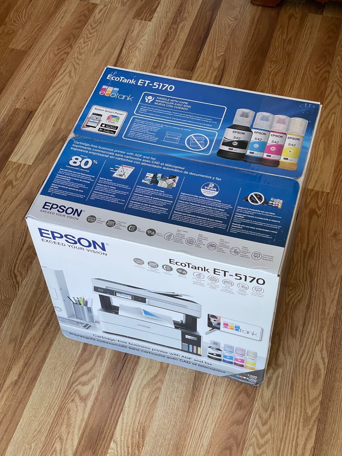 Epson EcoTank Pro ET-5170 Wireless Color All-in-One Supertank Printer with Scanner, Copier, Fax Plus Auto Document Feeder White Large customer photo 1