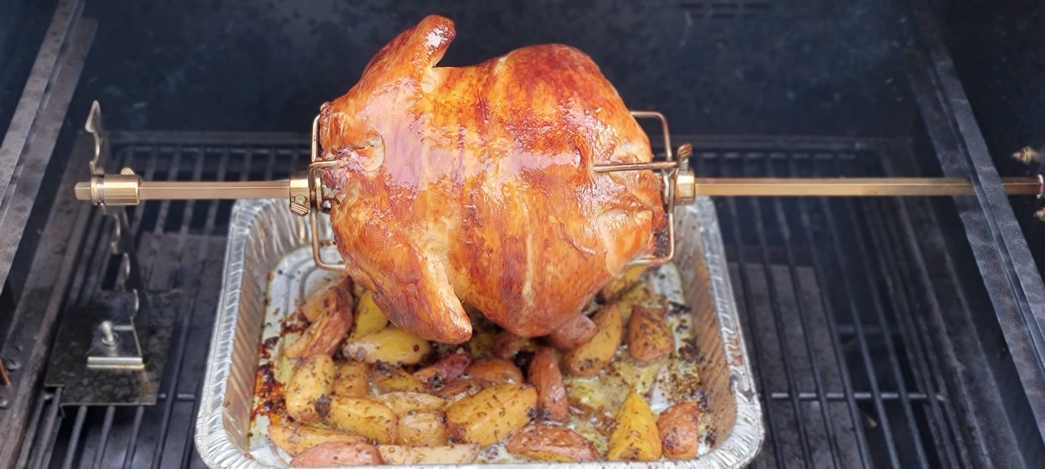 Universal Rotisserie Grill Kit, 360° Automatic Rotating Rotisserie Kit customer photo 1