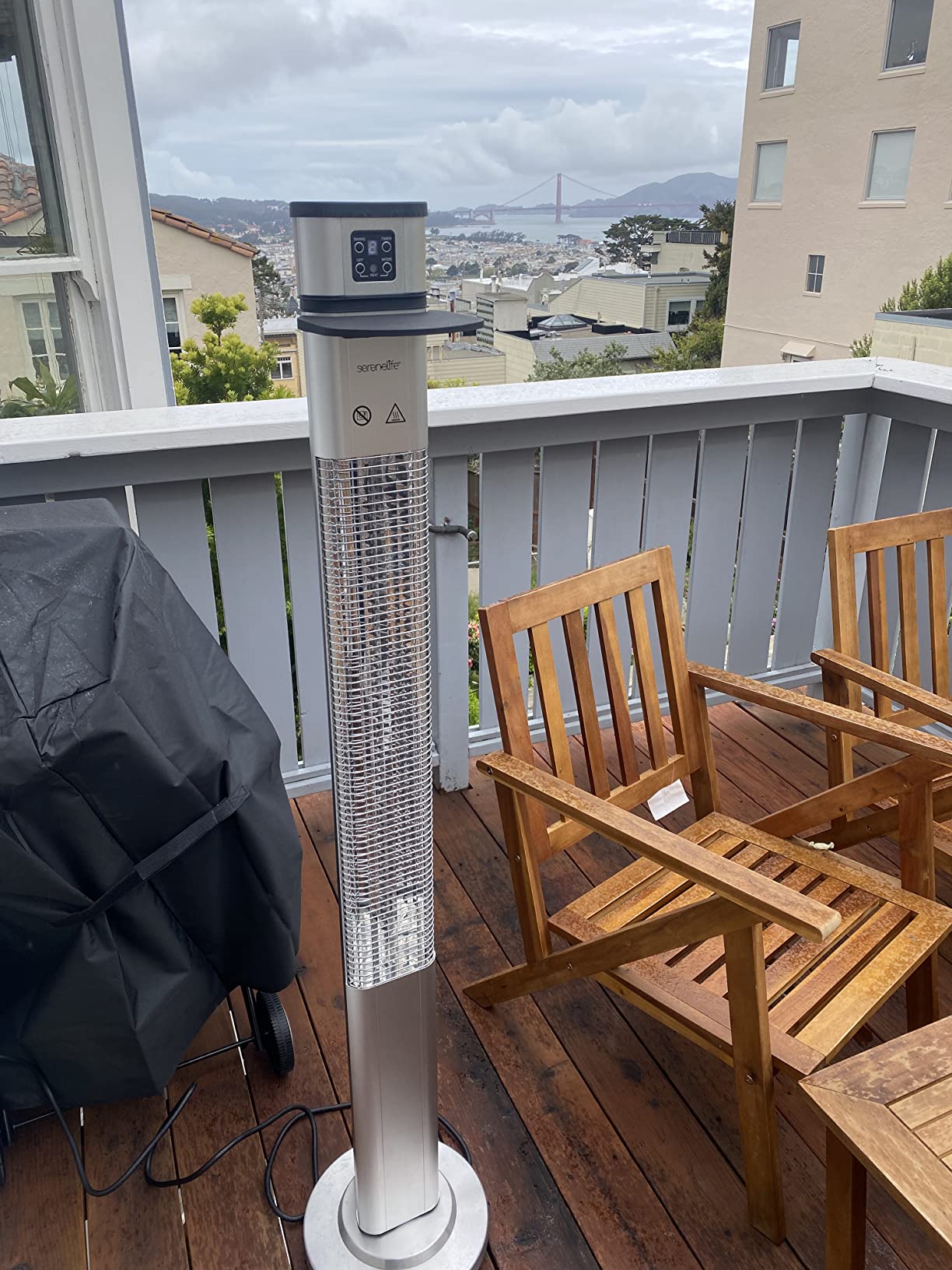 SereneLife Infrared Patio Heater, 1500W Electric Standing with Remote Control, IP44 Approved, Odorless, Three Power Settings, Indoor/Outdoor for Restaurant, Backyard, Garage, Decks customer photo 1