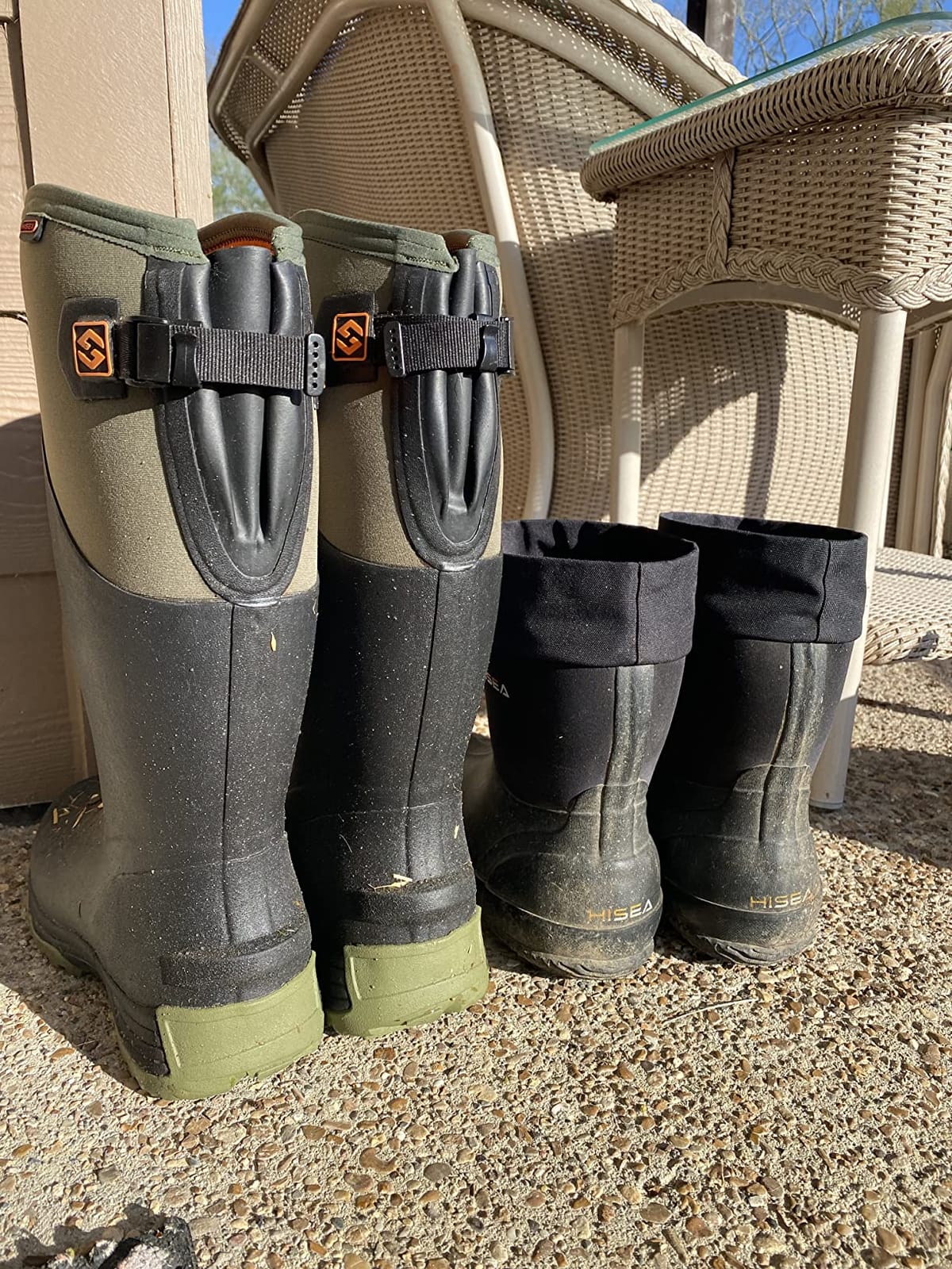 HISEA Rubber Work Boots for Men Neoprene Hunting Boots Adjustable Calf customer photo 2