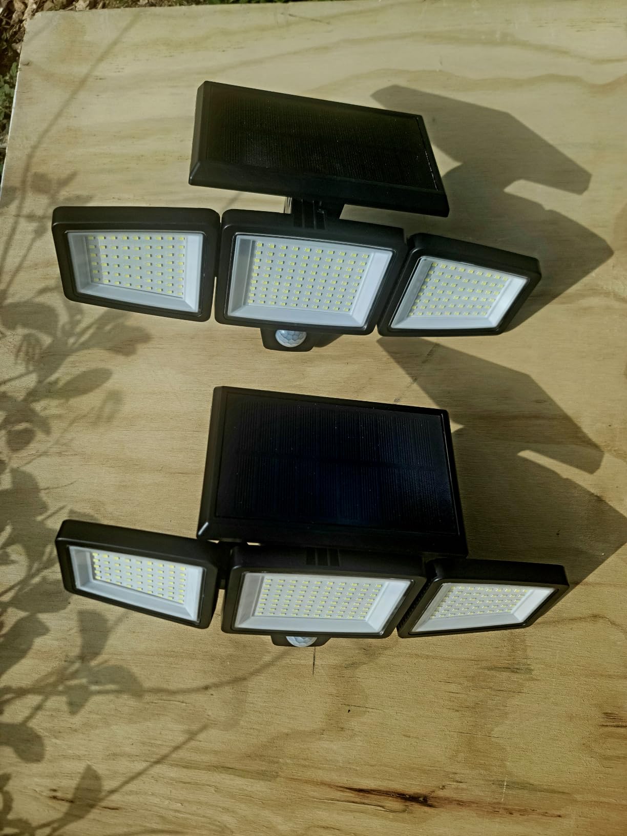 Tuffenough Solar Outdoor Lights 2500LM 210 LED Security Lights with Remote Control,3 Heads Motion Sensor Lights, IP65 Waterproof,270° Wide Angle Flood Wall Lights with 3 Modes(2 Packs) customer photo 1