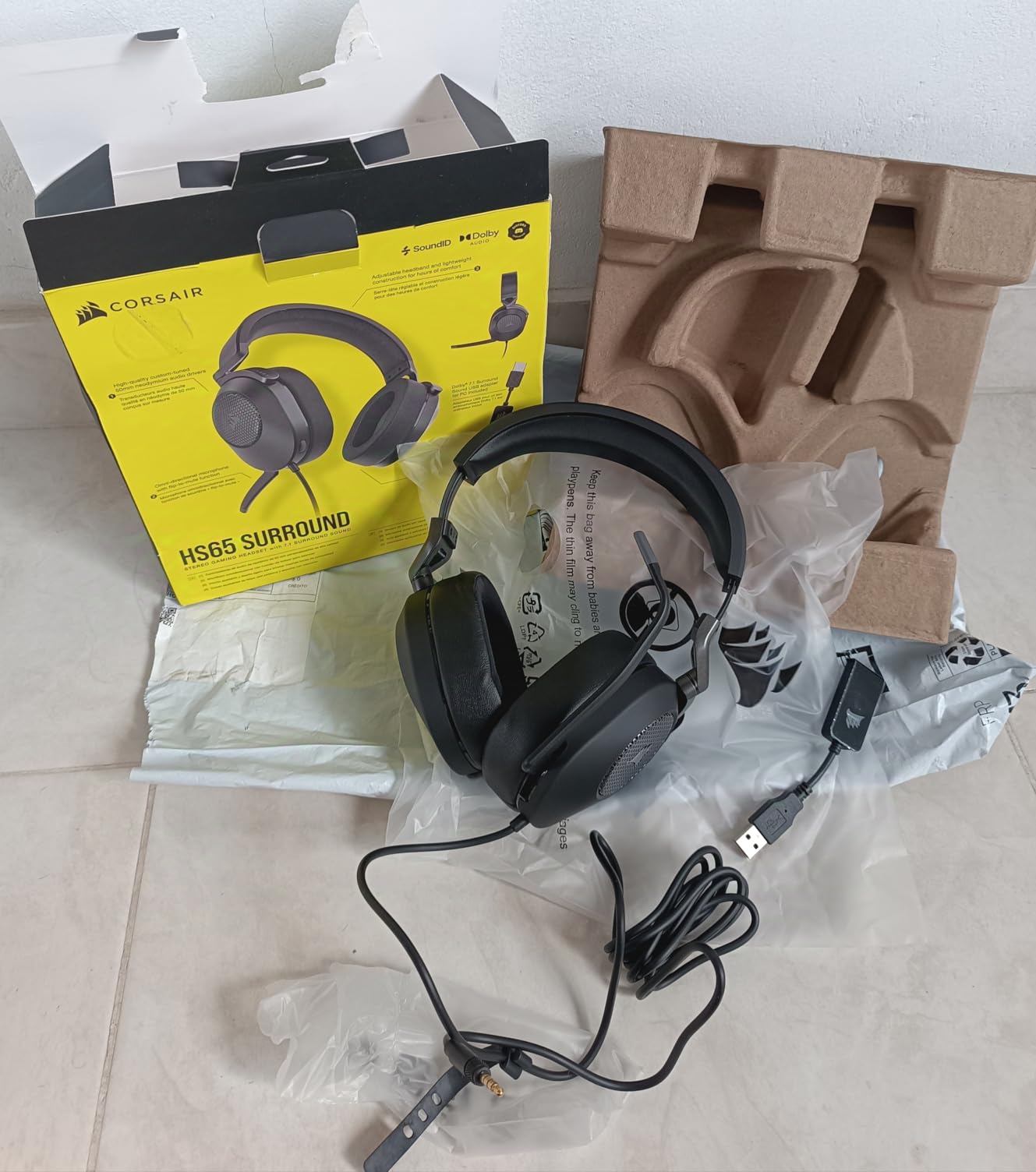 Corsair HS65 Surround Wired 3.5mm PC PS5 Xbox Switch Gaming Headset – Black customer photo 1