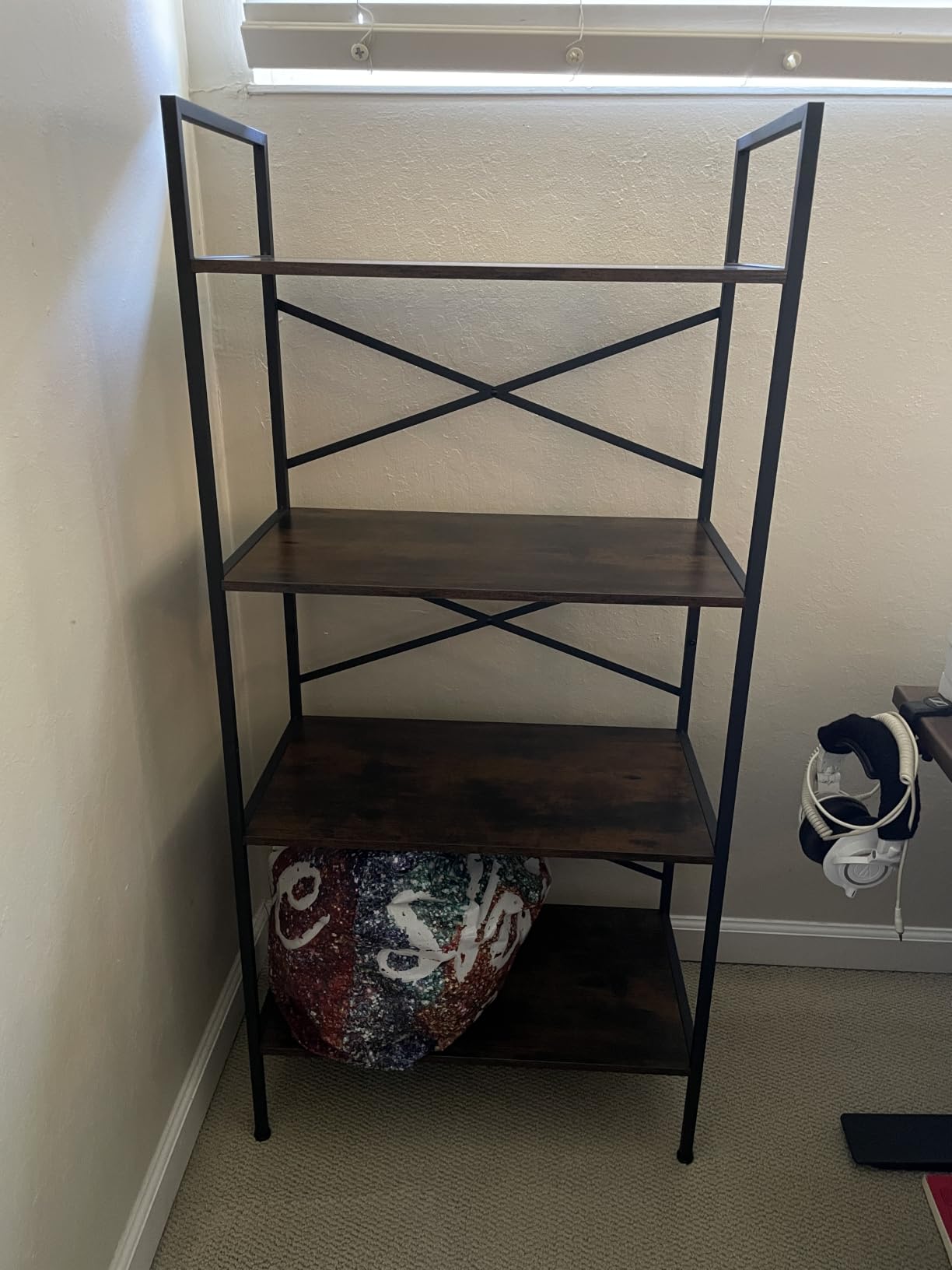 Homeiju Bookshelf, 3 Tier Industrial Bookcase, Metal Small Bookcase, Rustic Etagere Book Shelf Storage Organizer for Living Room, Bedroom, and Home Office(Rustic Brown) Patent Pending D29873033 customer photo 1