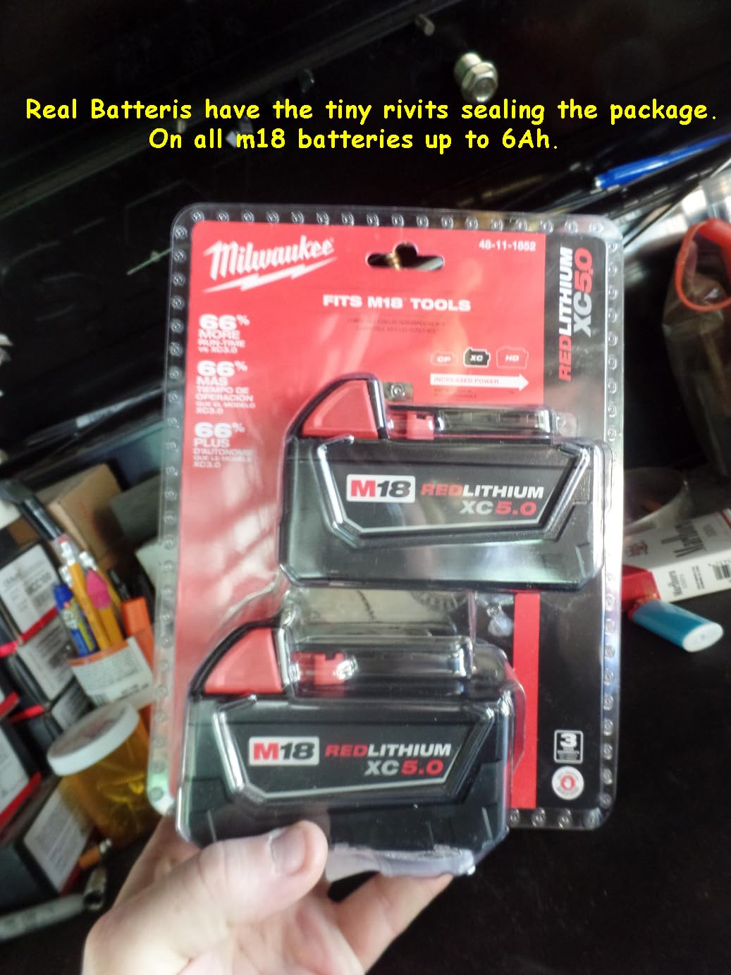 Milwaukee 48-11-1850R M18 18V 5Ah XC Extended Capacity Resistant Battery 2 Pack, (48-11-1850Rx2) customer photo 1