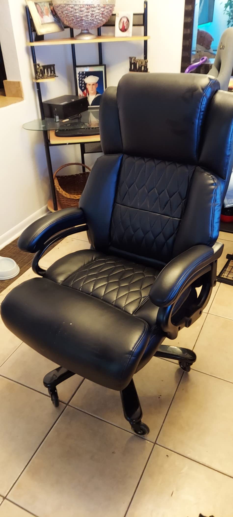 Big and Tall 400lbs Office Chair - Adjustable Lumbar Support Quiet Rubber Wheels Heavy Duty Metal Base, High Back Large Executive Computer Desk, Thick Padded Ergonomic Design for Back Pain (Black) customer photo 1