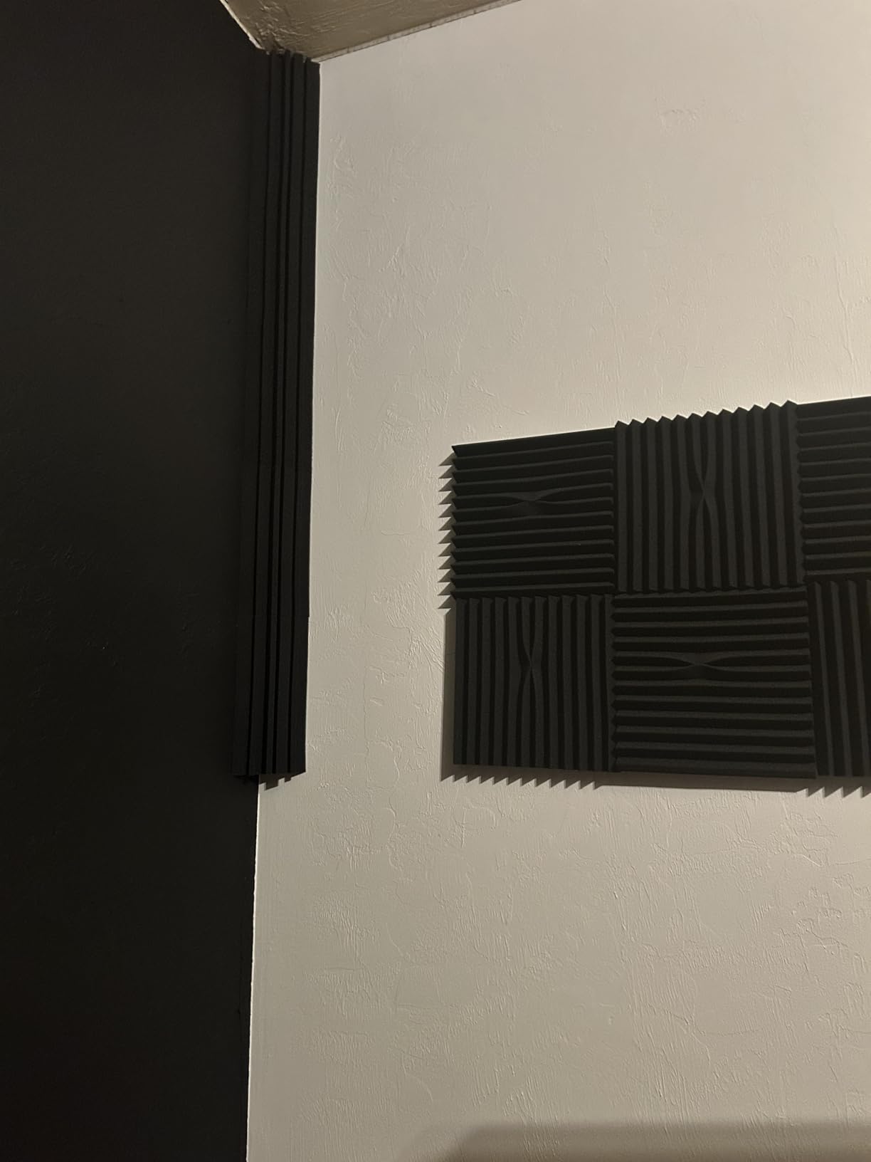 TroyStudio Bass Traps - 12 Pcs 4 X 4 X 12 Inches Dense Thick Studio Bass Foam Corner, Acoustic Treatment Panel Absorbing Echo Reverb, Low Frequency Sound Absorber for Music Room Home Recording Studio customer photo 2