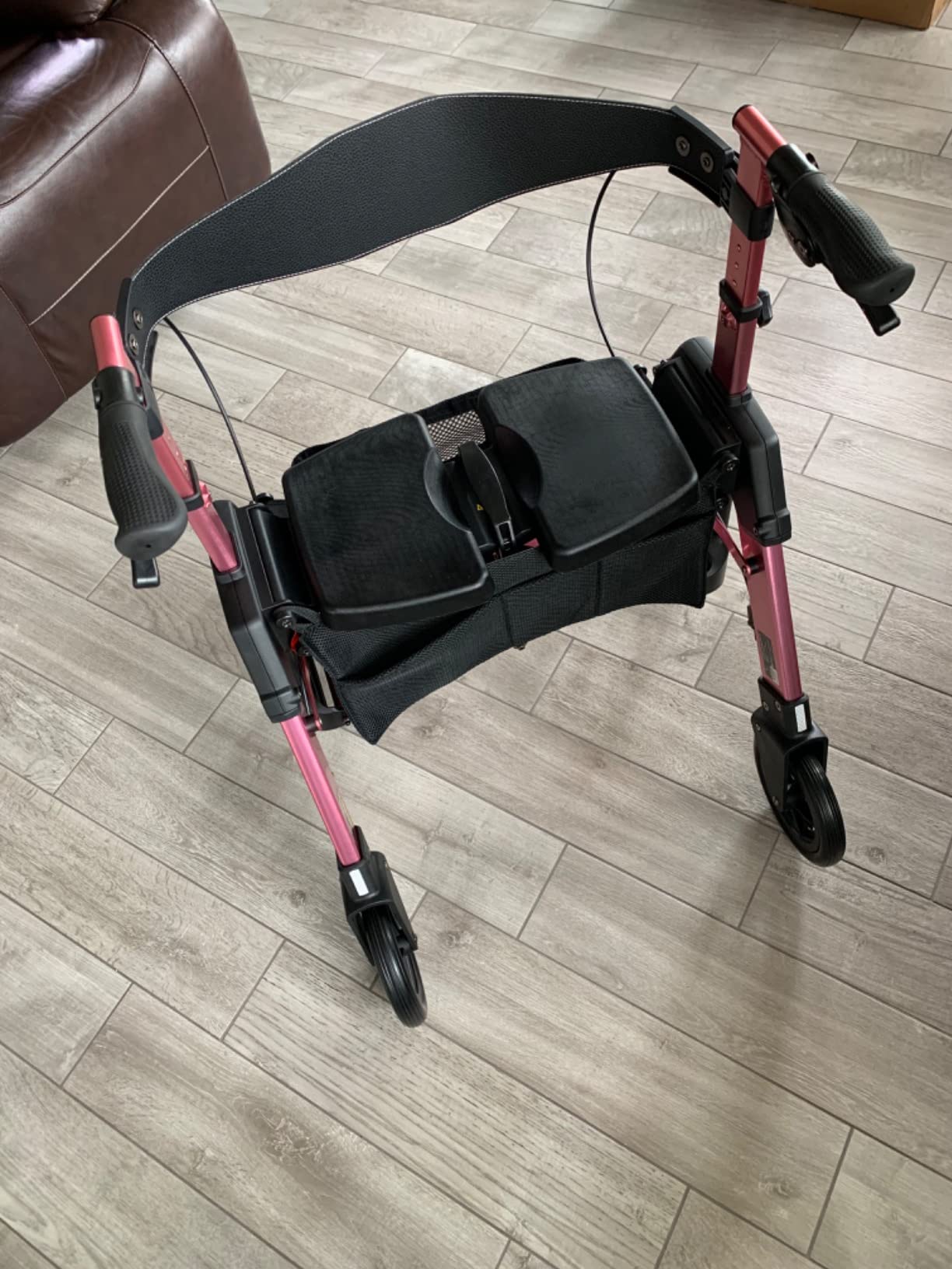 Stander Heavy Duty Wonder Rollator, Heavy Duty Folding Rolling Walker for Adults, Seniors, 450-pound Weight Capacity, Large 8-inch Wheels, Locking Brakes, Wide Seat with Backrest, Regal Rose customer photo 1