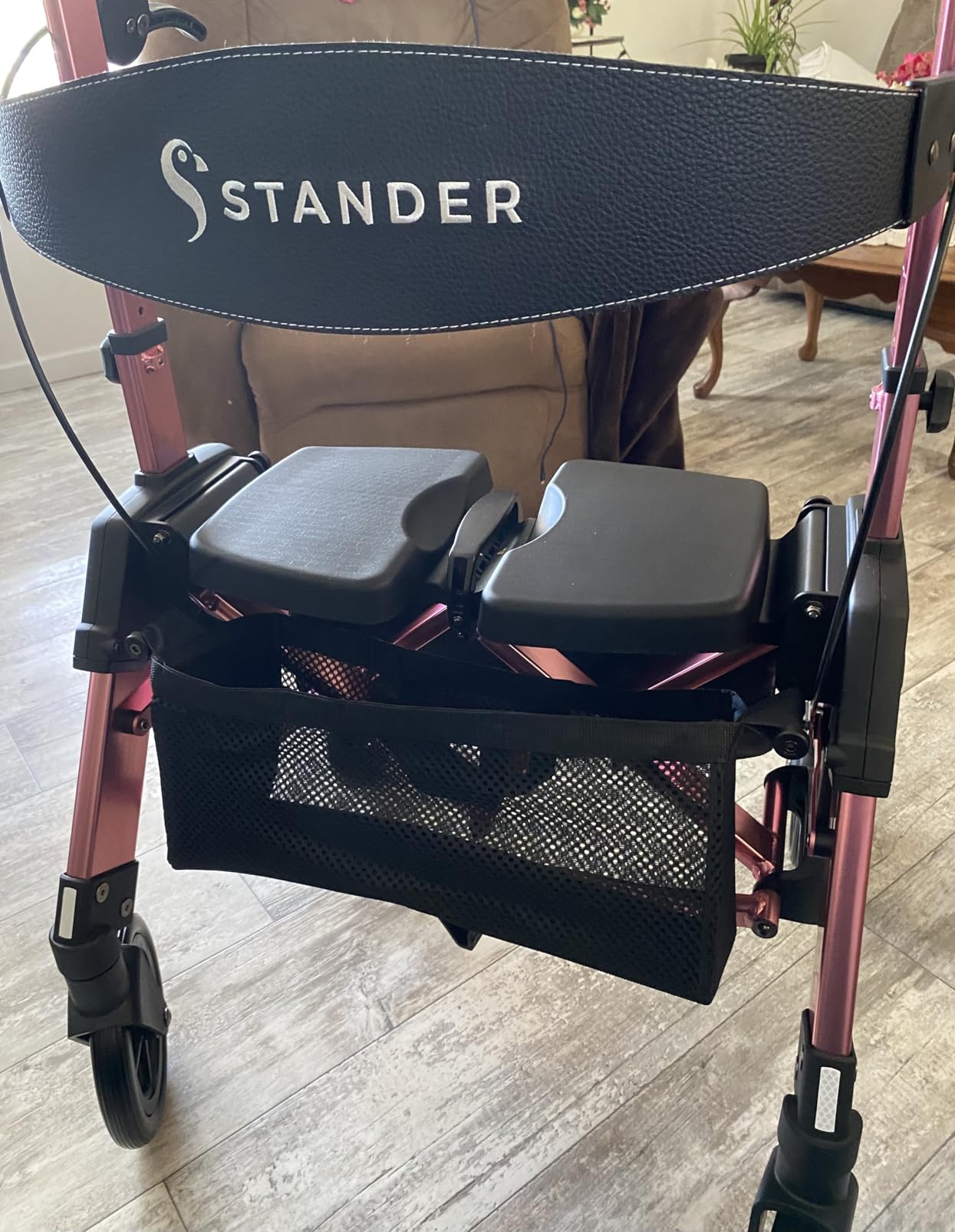 Stander Heavy Duty Wonder Rollator, Heavy Duty Folding Rolling Walker for Adults, Seniors, 450-pound Weight Capacity, Large 8-inch Wheels, Locking Brakes, Wide Seat with Backrest, Regal Rose customer photo 2