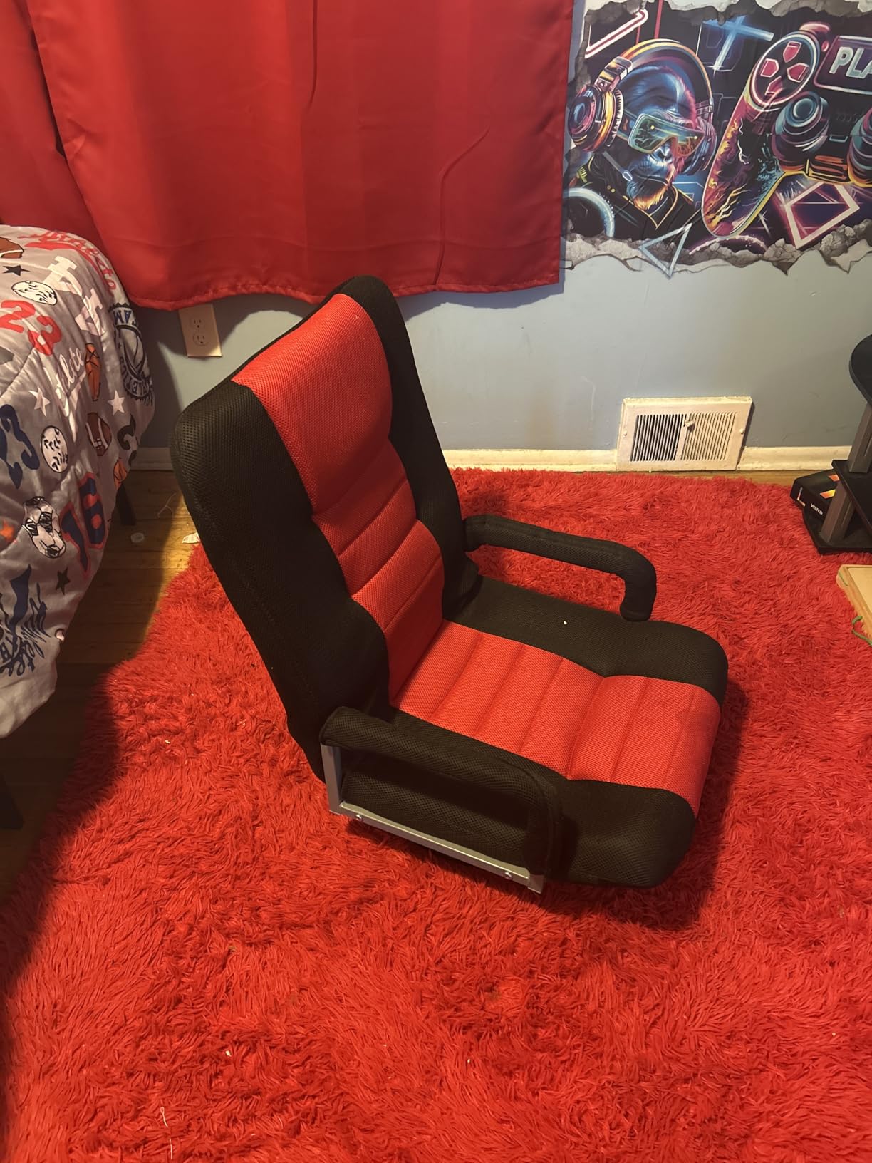 Swivel Floor Gaming Chair w/Armrests,Folding Video Reclining Sofa w/6 Adjustable Position, Padded Backrest & Cushion, Lazy Lounger Couch for E-Sports, Reading, Relaxing, Watching TV, Grey customer photo 1