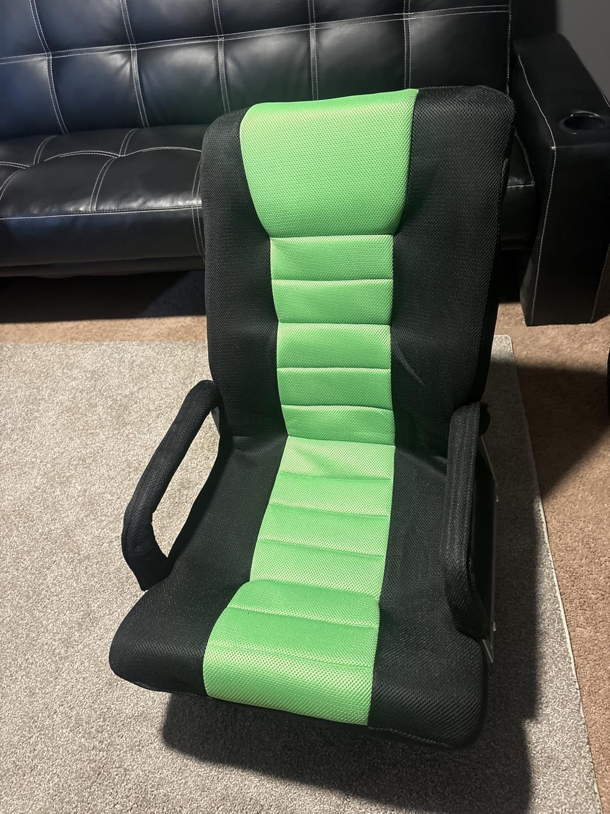 Swivel Floor Gaming Chair w/Armrests,Folding Video Reclining Sofa w/6 Adjustable Position, Padded Backrest & Cushion, Lazy Lounger Couch for E-Sports, Reading, Relaxing, Watching TV, Grey customer photo 2