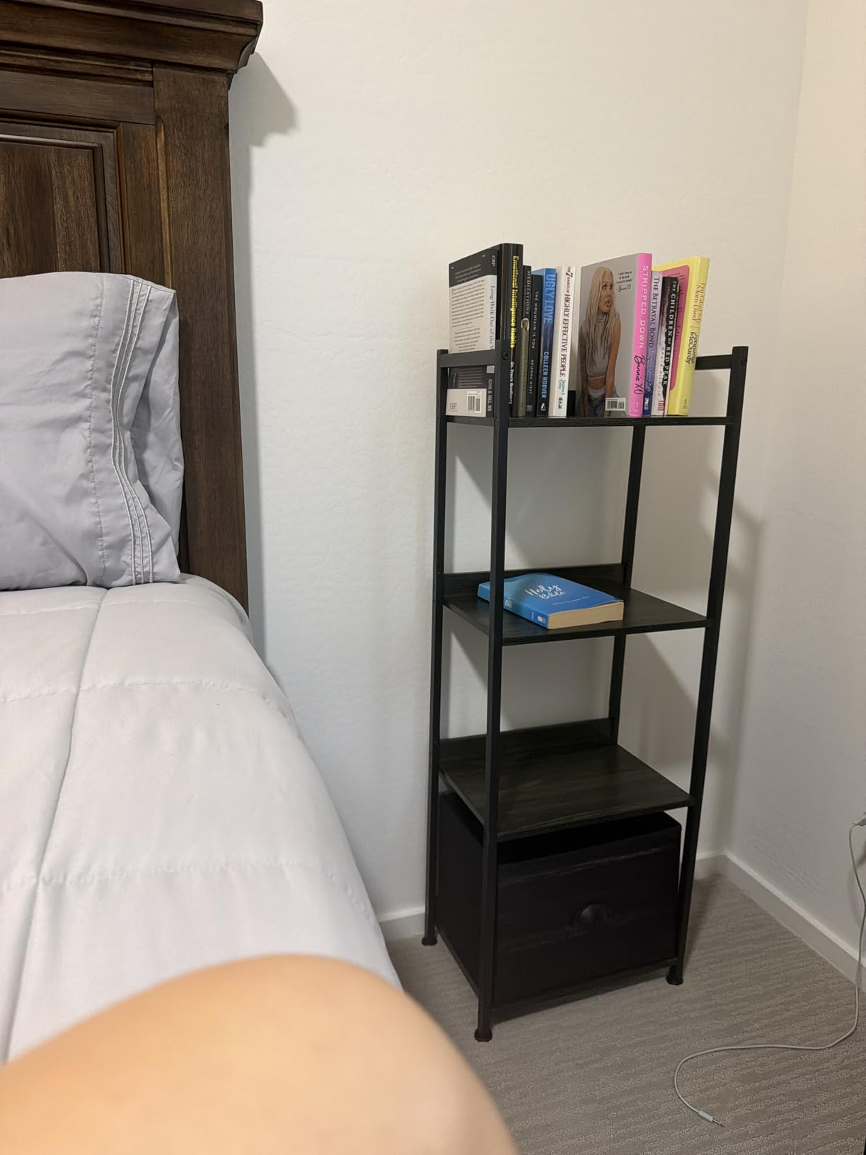 Furologee 5 Tier Bookshelf with Drawer, Tall Narrow Bookcase, Rustic Brown customer photo 1