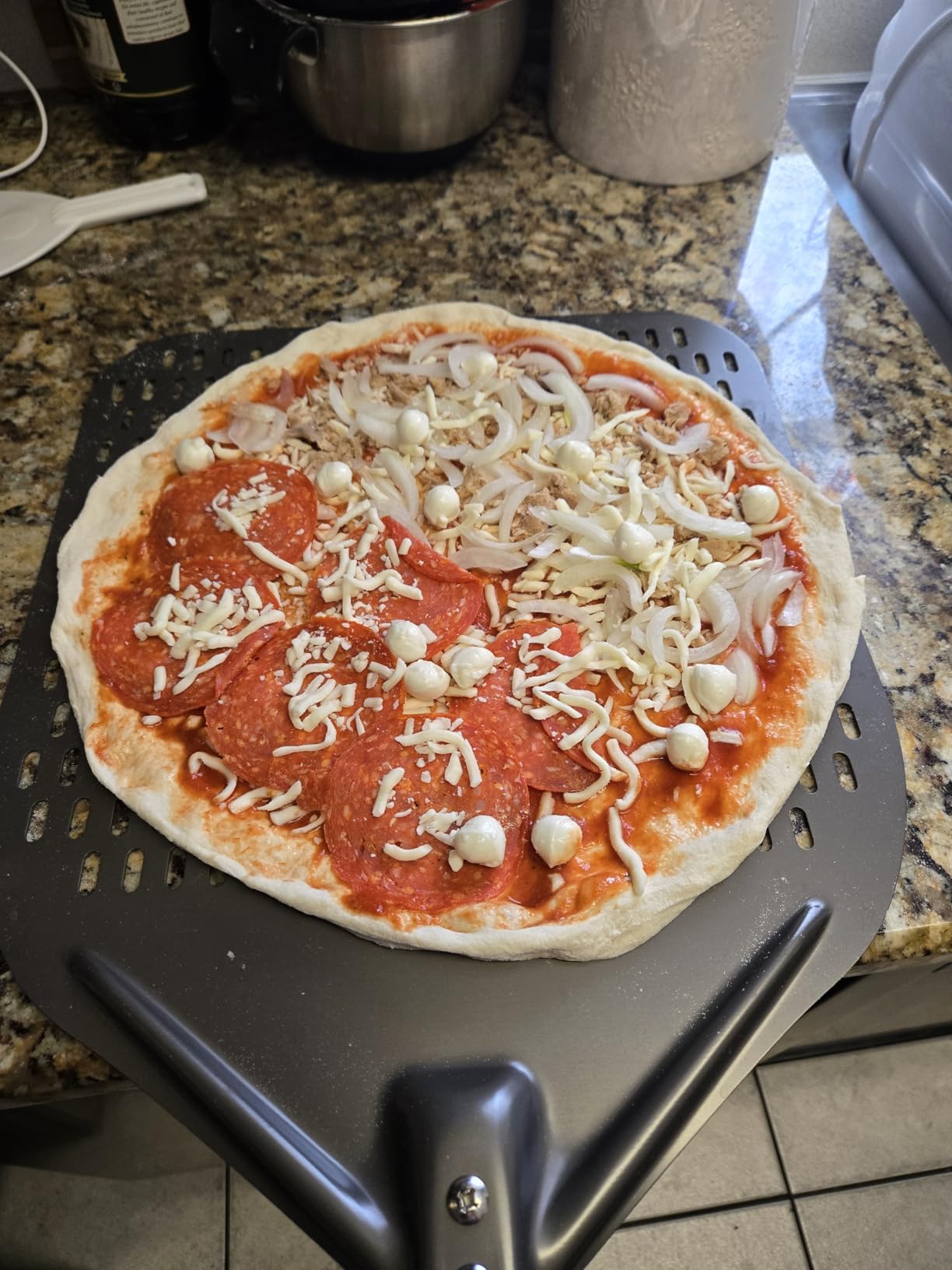12 Inch + 9 Inch Pizza Peel Set, Perforated Pizza Turning Peel, 12