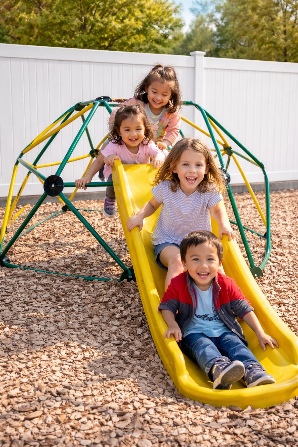 Olakids Climbing Dome with Slide, Kids Outdoor Jungle Gym Geometric Dome Climber, Steel Frame, 8FT Climb Structure Backyard Playground Center Equipment for Toddlers customer photo 2