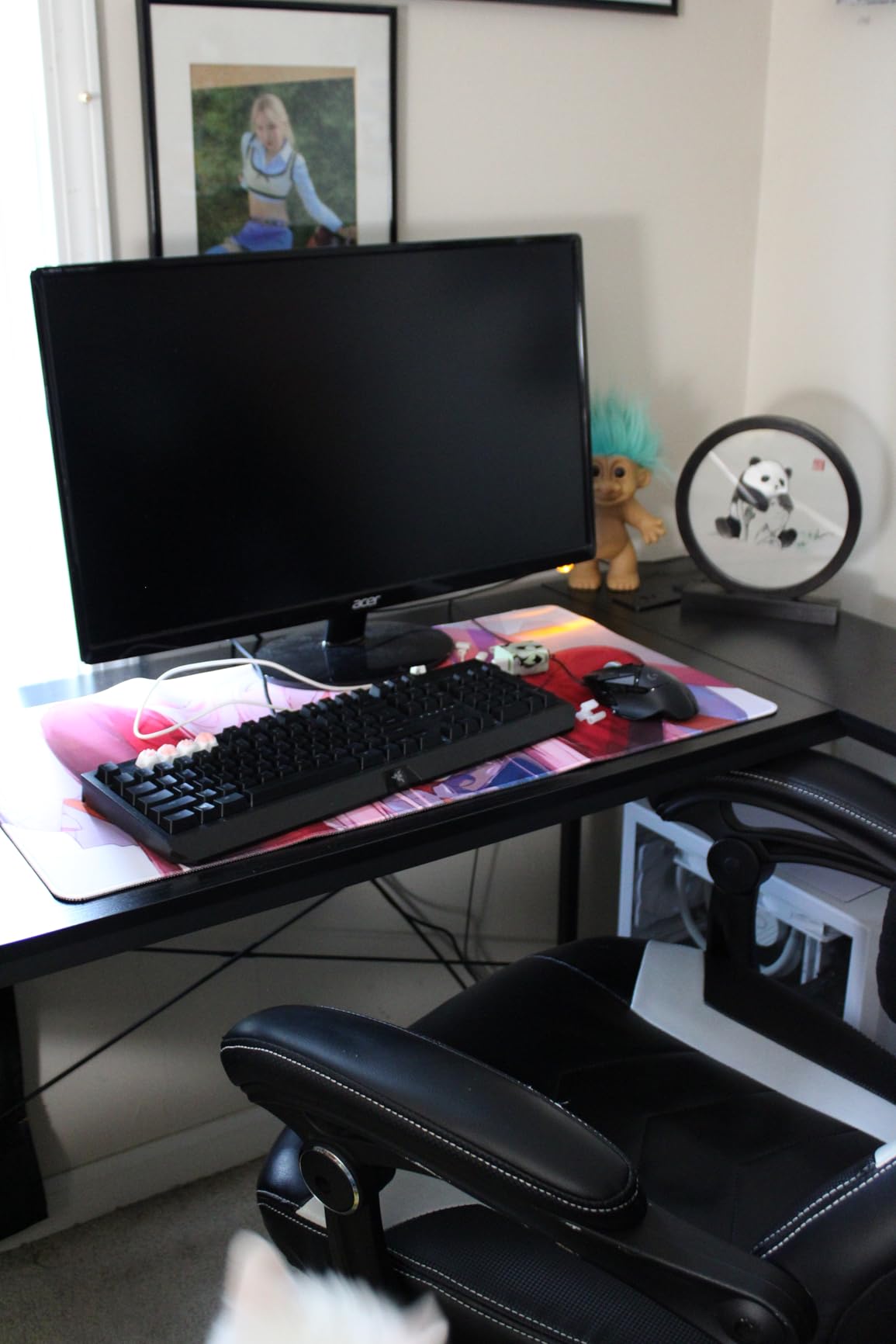 TIQLAB Gaming Desk with Power Outlets - 40 inch L Shaped Computer Desk, Reversible Design Small Corner Desk, Bookshelf Workstation for Work Study Play Home Office, Black customer photo 1