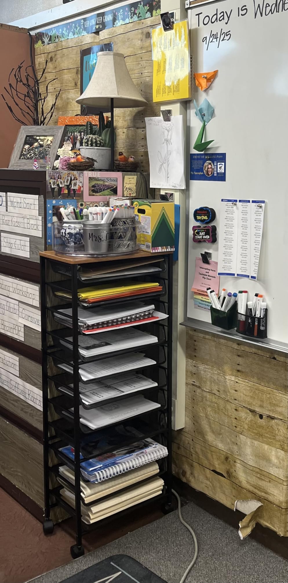 Simple Trending 12-Tier Rolling File Cart, Desk File Organizer with 11 Mesh Sliding Trays, Letter & Legal Paper Storage Rolling Utility Cart for Office Home School, Black customer photo 1