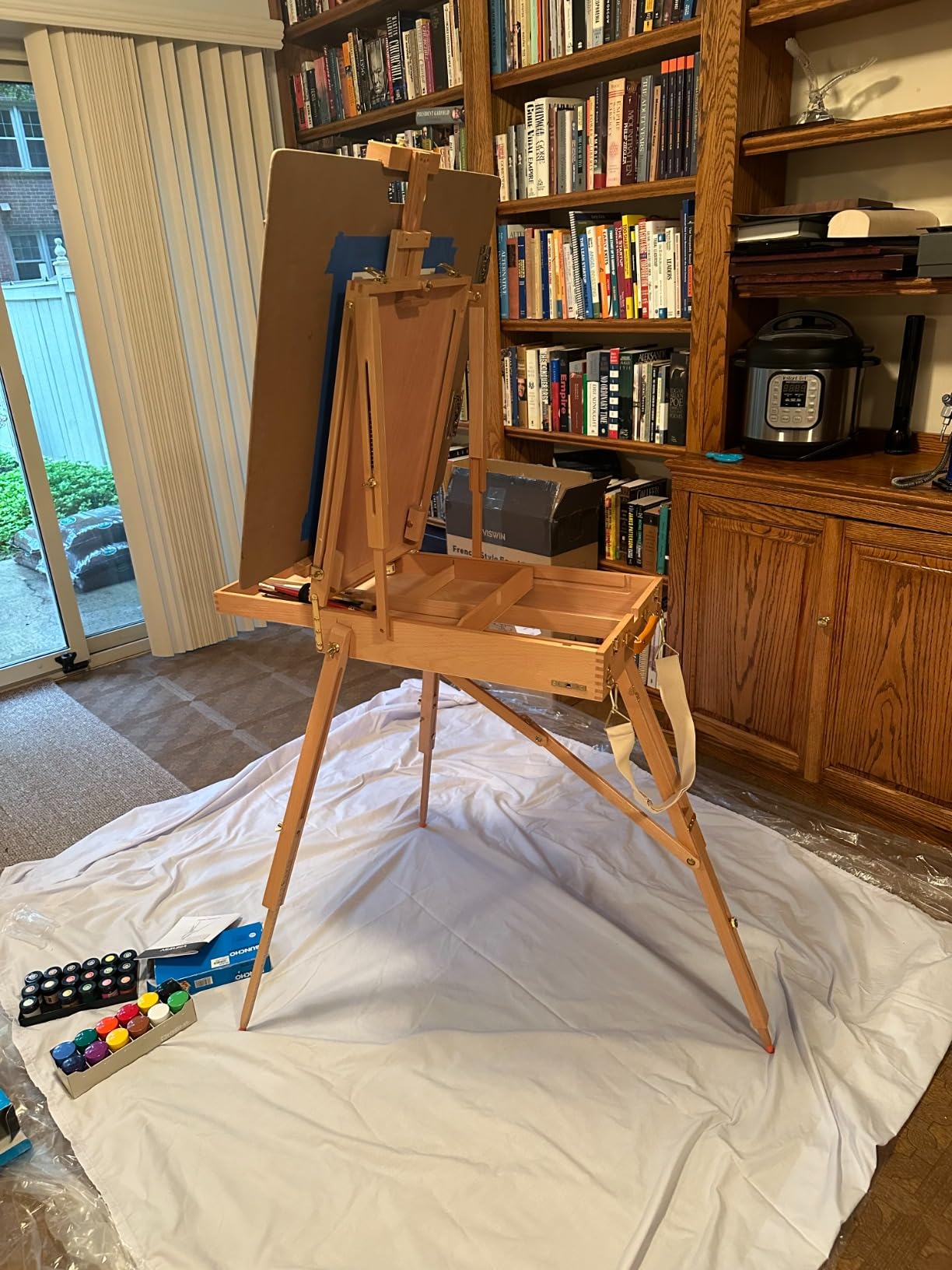 VISWIN French Easel for Painting with Palette, Shoulder Strap & Storage, Adjustable Beech Wood Travel Art Easel Stand, Portable Sketchebox Plein-Air Easel for Adults, Artists, Table Top & Floor Use customer photo 1