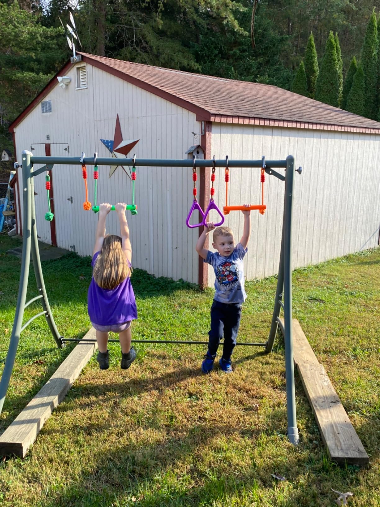 Ninja Warrior Obstacle Course for Kids-Slackline 52ft with 9 Accessries customer photo 1