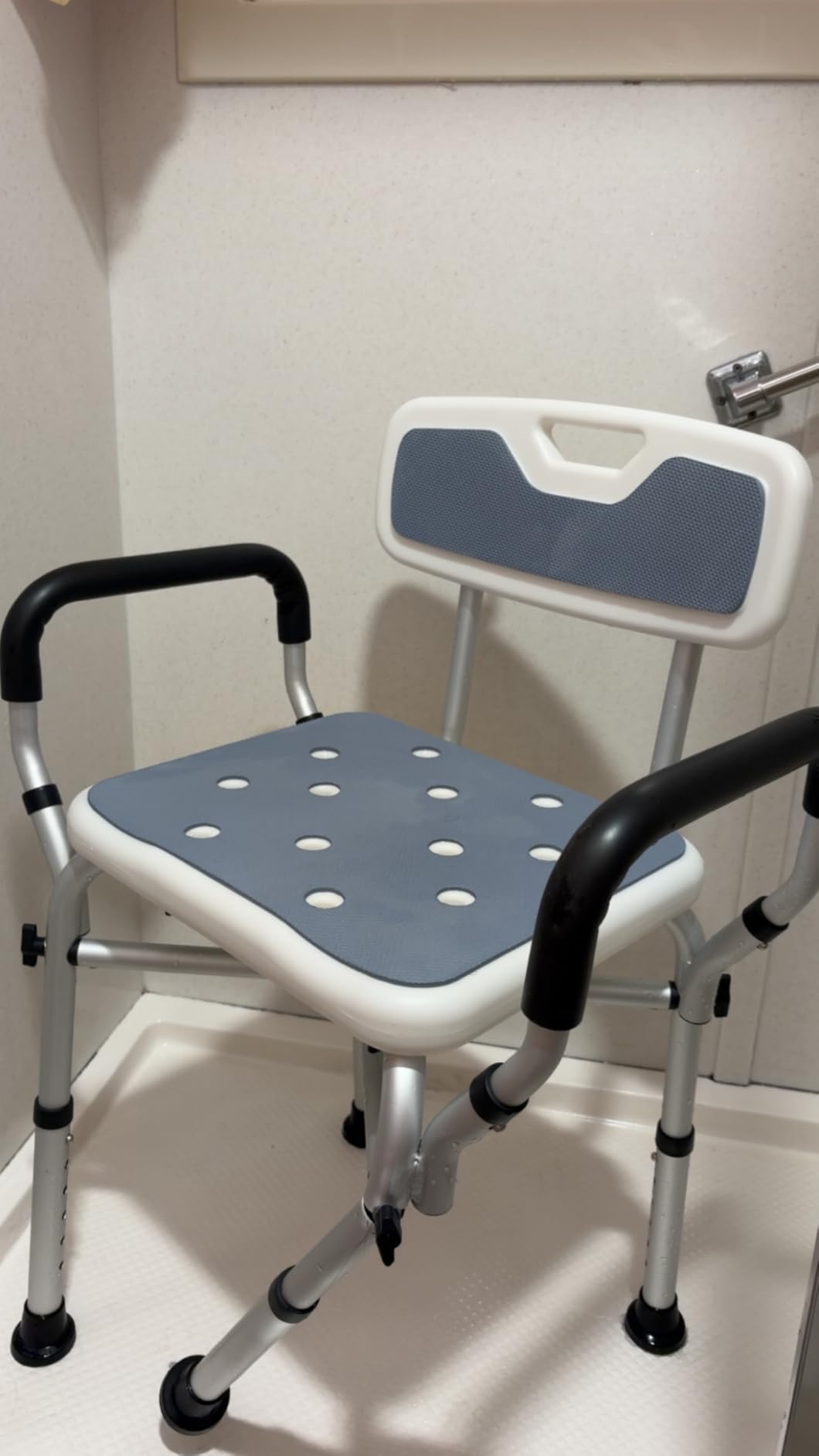 VFAUOSIT Shower Chair with Removable Arms and Back, 550 lb Adjustable Seat customer photo 2