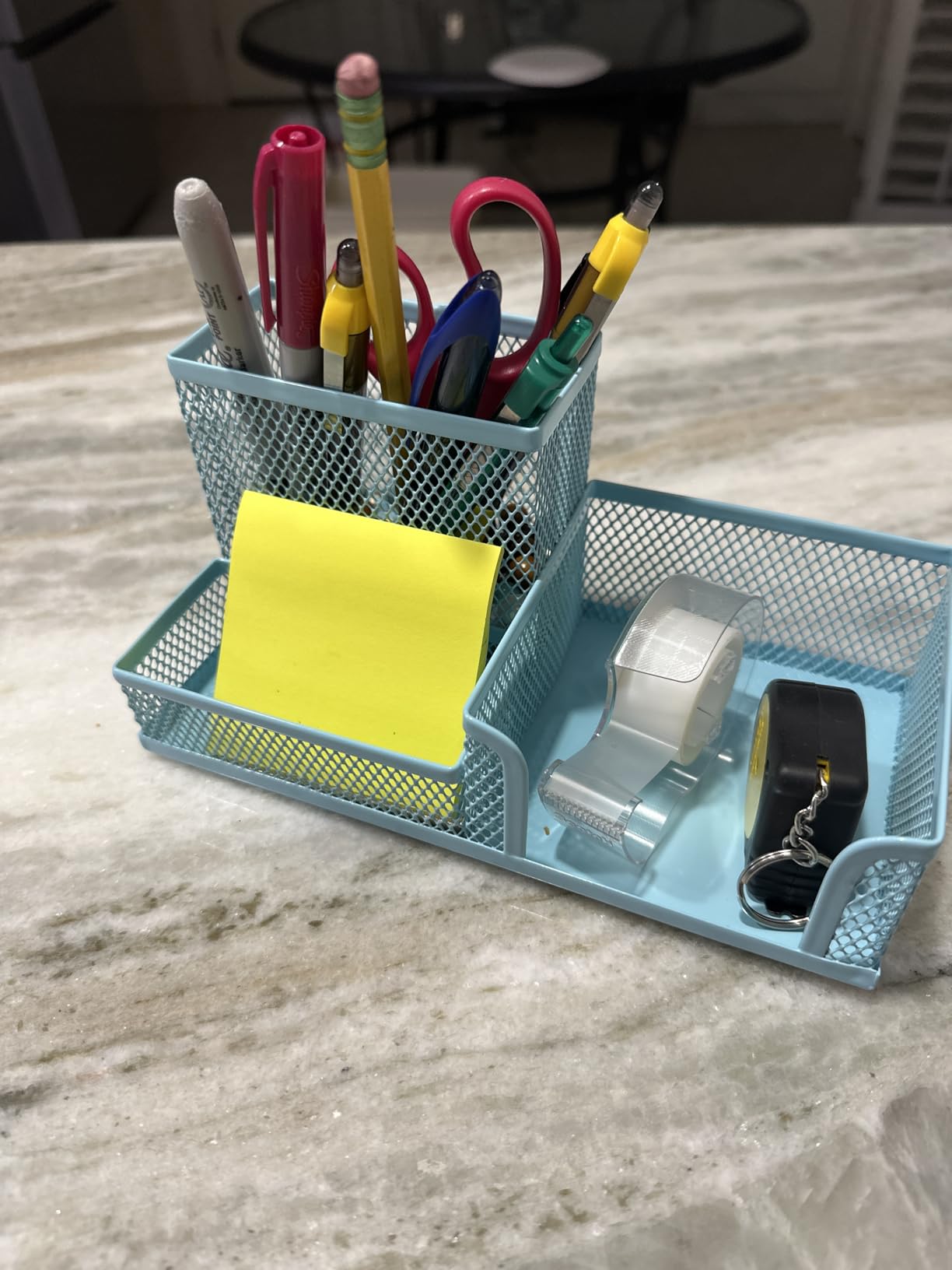 SUPEASY Pen Holder Desk Organizer, Office Supplies Pencil Holder with 3 Compartments, Desk Accessories and Workspace Organizers for Home School Classroom, Black customer photo 1