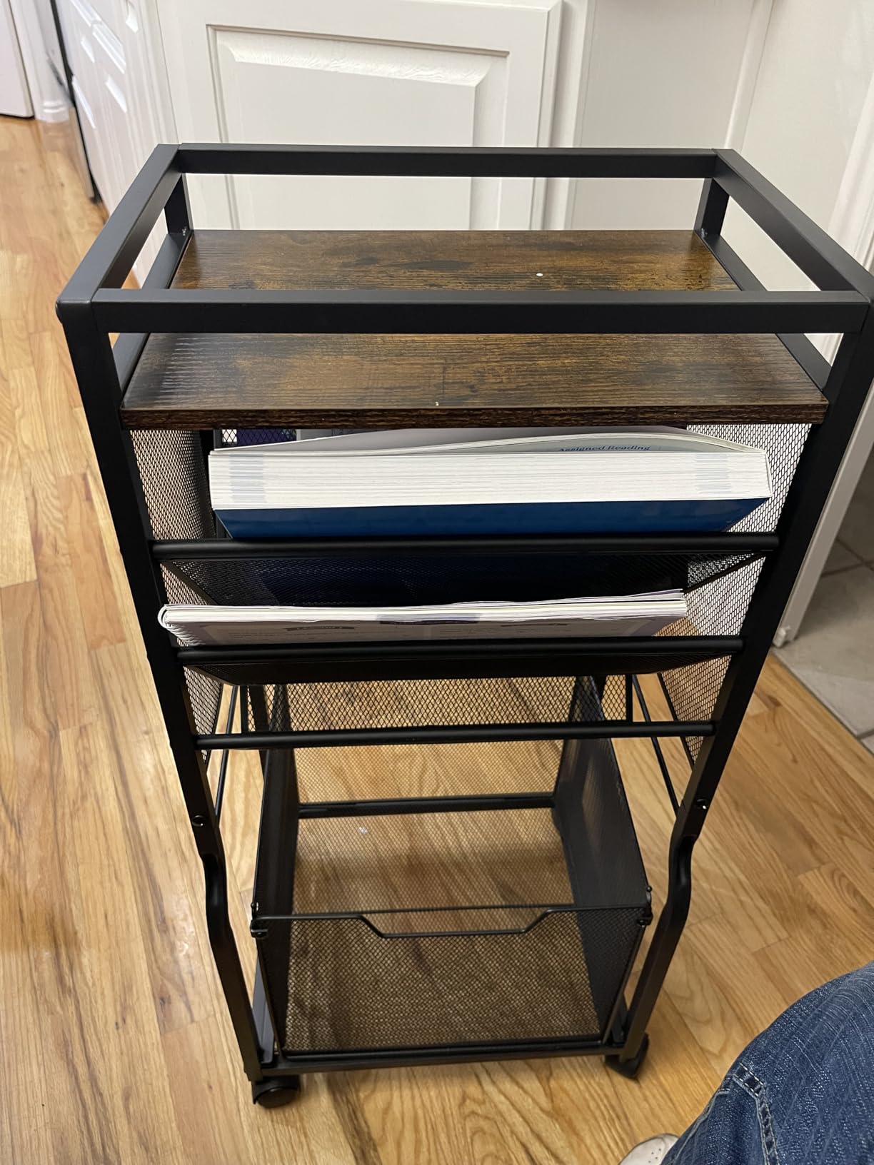 DAOUTIME 8 Tier Rolling File Cart with Hanging File Folder Organizer, Mobile File Organizer with 2 Sides Access Bookcase, Beside/Under Desk Cart with Wheels for Office Home School customer photo 1