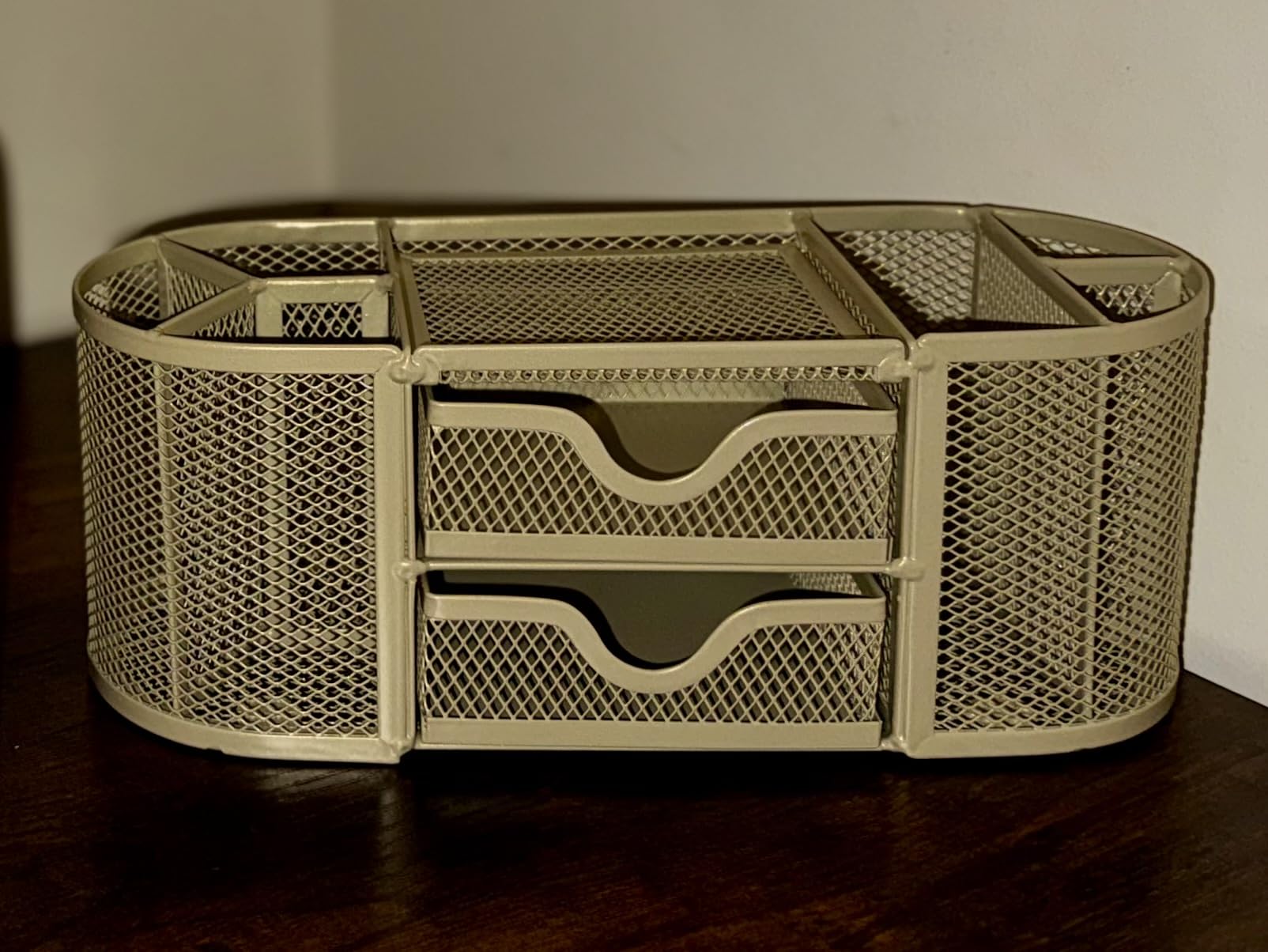 SUPEASY Mesh Desk Organizer, Pen Holder for Desk with 2 Drawers, Black customer photo 1