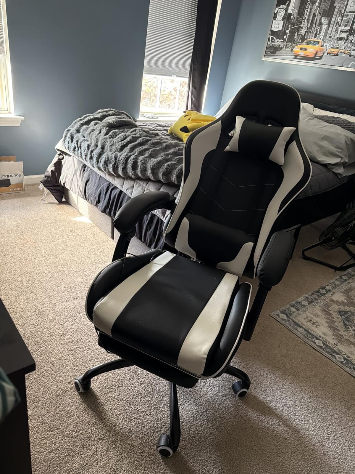 Homall Gaming Chair, Video Game Chair with Footrest and Massage Lumbar Support, Ergonomic Computer Chair Height Adjustable with Swivel Seat and Headrest (Dark Black) customer photo 2