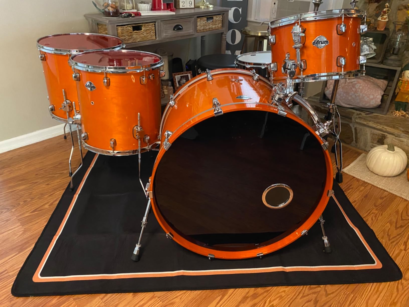Drum Rug, 4 Ft x 5 Ft Drum Mat Carpet Music Rug with Non-Slip Bottom, Noise Reduction Electrical Pads for Drummers, Black customer photo 2