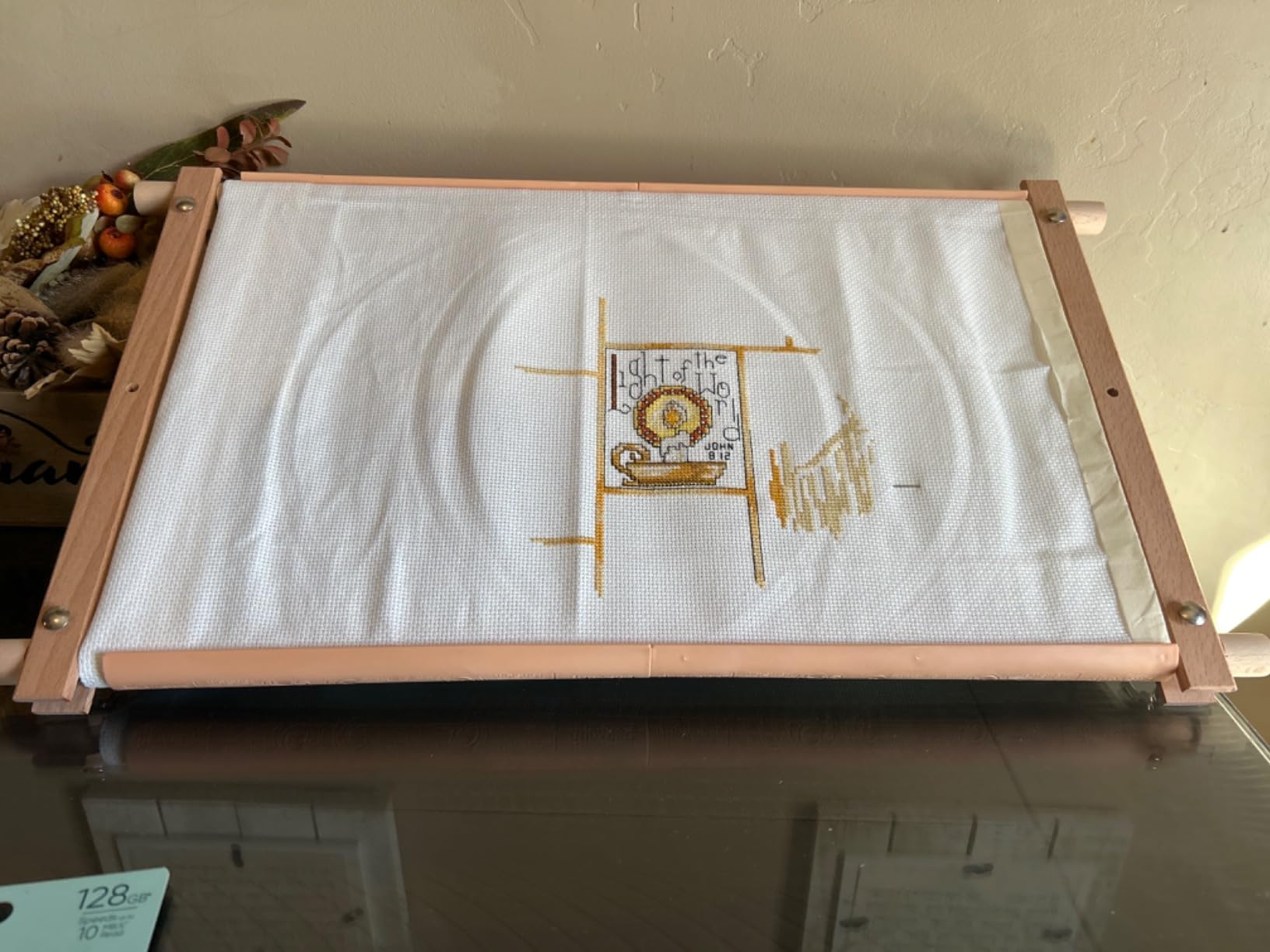 Large Beech Wood Embroidery Scroll Frame, 2-Part Adjustable Holder for Cross Stitch, Tapestry, Quilting, Sewing Needlepoint Projects customer photo 1