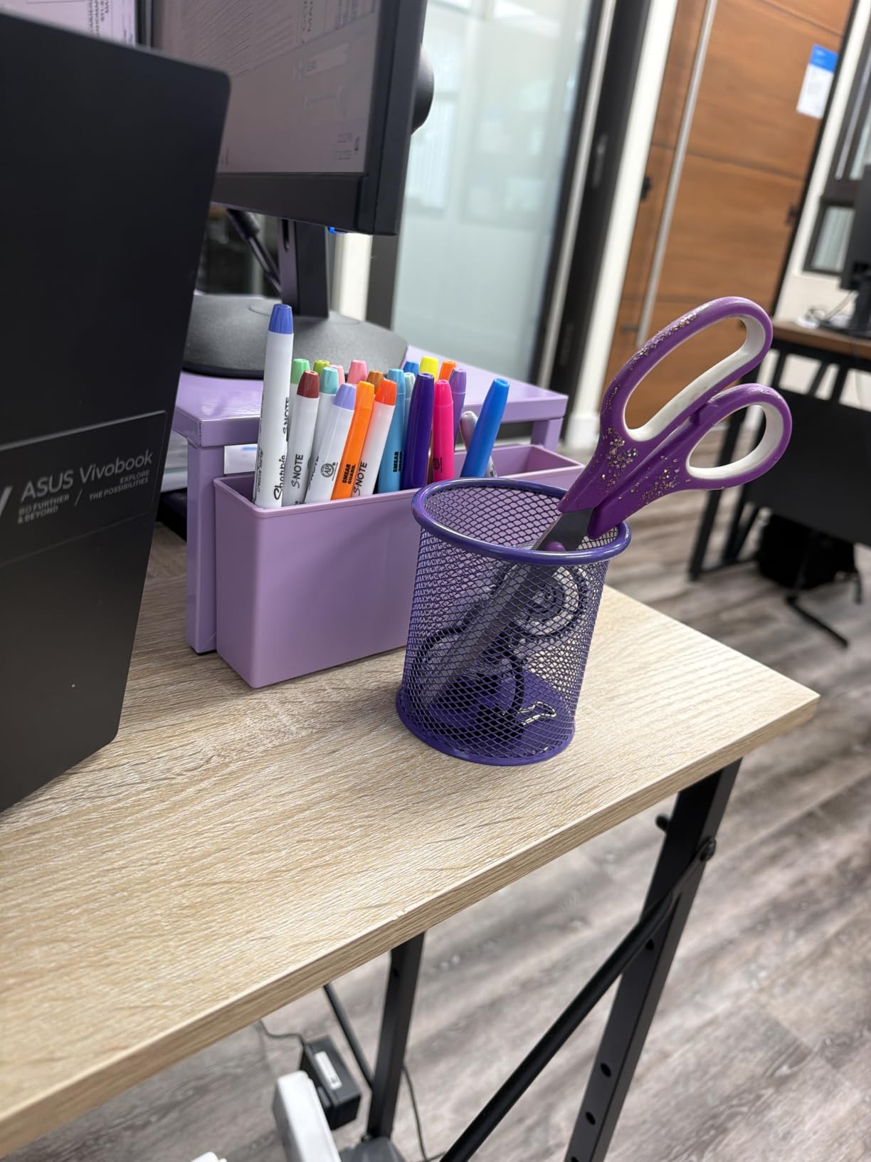 OPNICE Desk Organizers and Accessories, Dual Monitor Stand Riser with Drawer and 2 Pen Holders, Desk Shelf Computer Racks & Printer Stand for Office Workspace Organizers, Desktop Organization (Black) customer photo 2