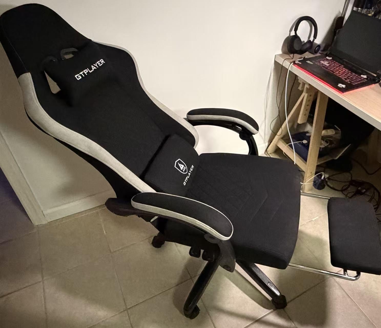 GTPLAYER Gaming Chair, Computer Office Chair with Pocket Spring Cushion, Linkage Armrests and Footrest, High Back Ergonomic Computer Chair with Lumbar Support Task Chair with Footrest(Black) customer photo 1