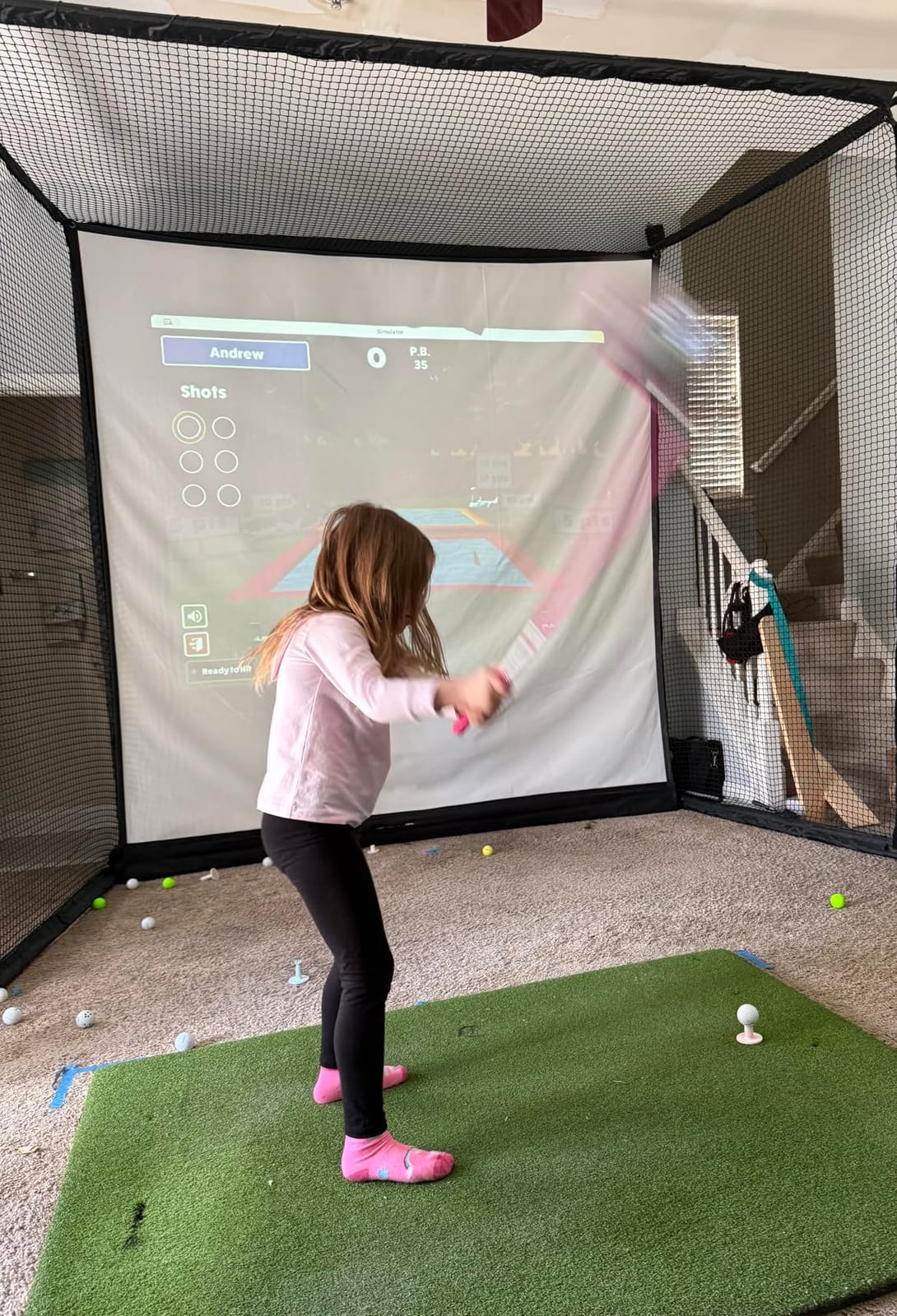 GoSports Range Cage Elite Golf Hitting Net - 8 x 8 ft Golf Simulator Enclosure with Impact Screen customer photo 1