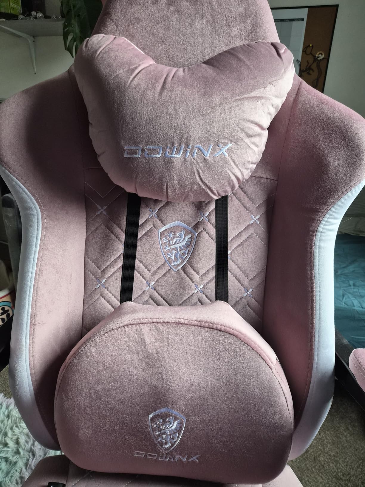 Dowinx Gaming Chair with Heated Massage Lumbar Support,Big and Tall Fabric Gaming Chairs for Adults with Footrest, Ergonomic Computer Game Chair with Poket Spring Cushions, 350lbs, Black customer photo 1