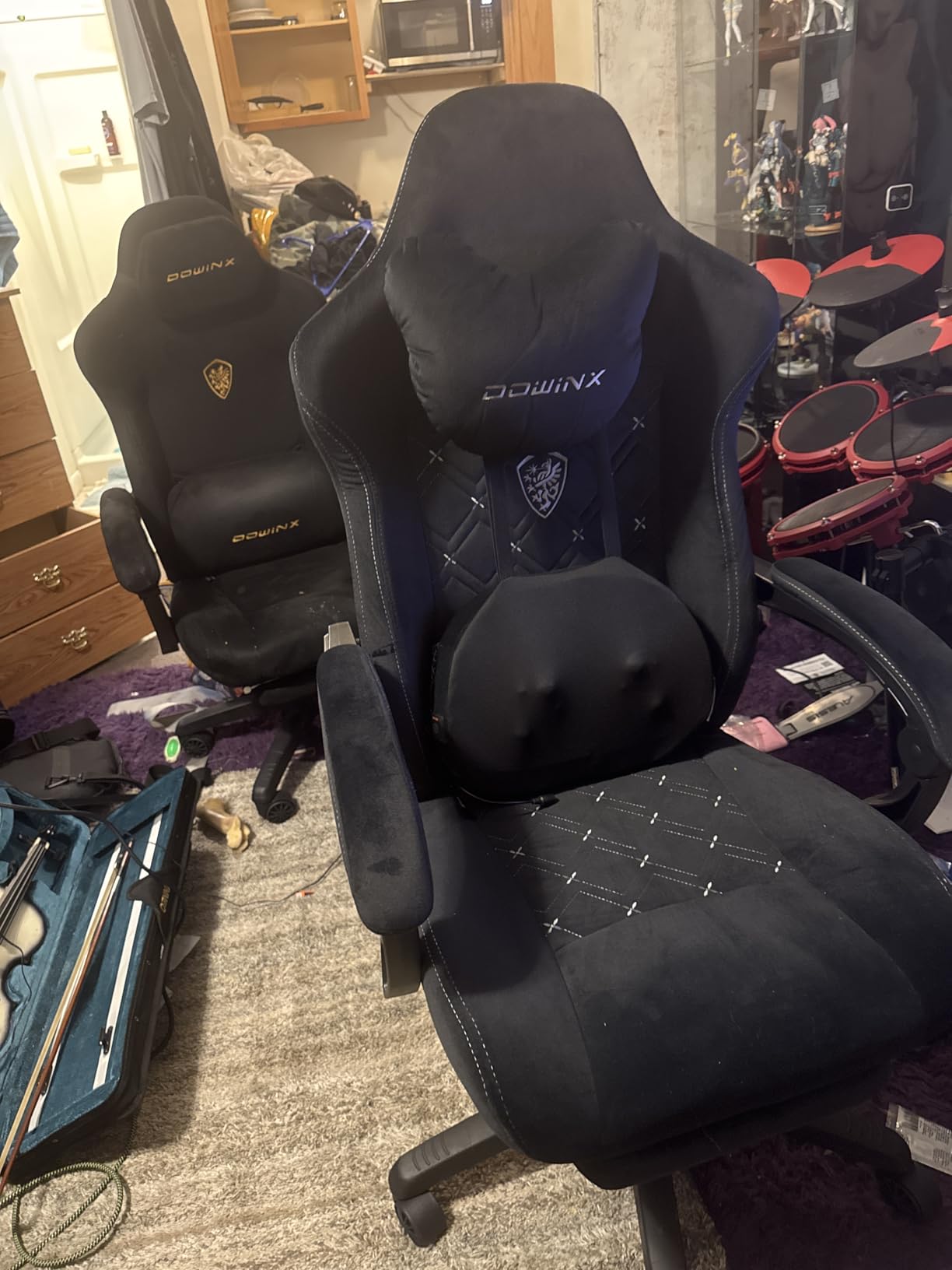 Dowinx Gaming Chair with Heated Massage Lumbar Support,Big and Tall Fabric Gaming Chairs for Adults with Footrest, Ergonomic Computer Game Chair with Poket Spring Cushions, 350lbs, Black customer photo 2