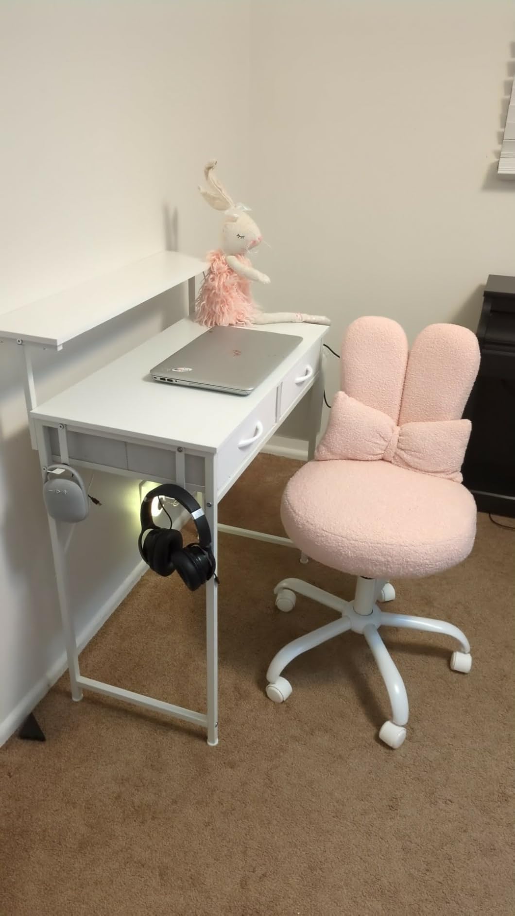 DurayLoly Gaming Desk with 2 Drawers &LED Lights,Space Saving,Rustic Brown customer photo 1