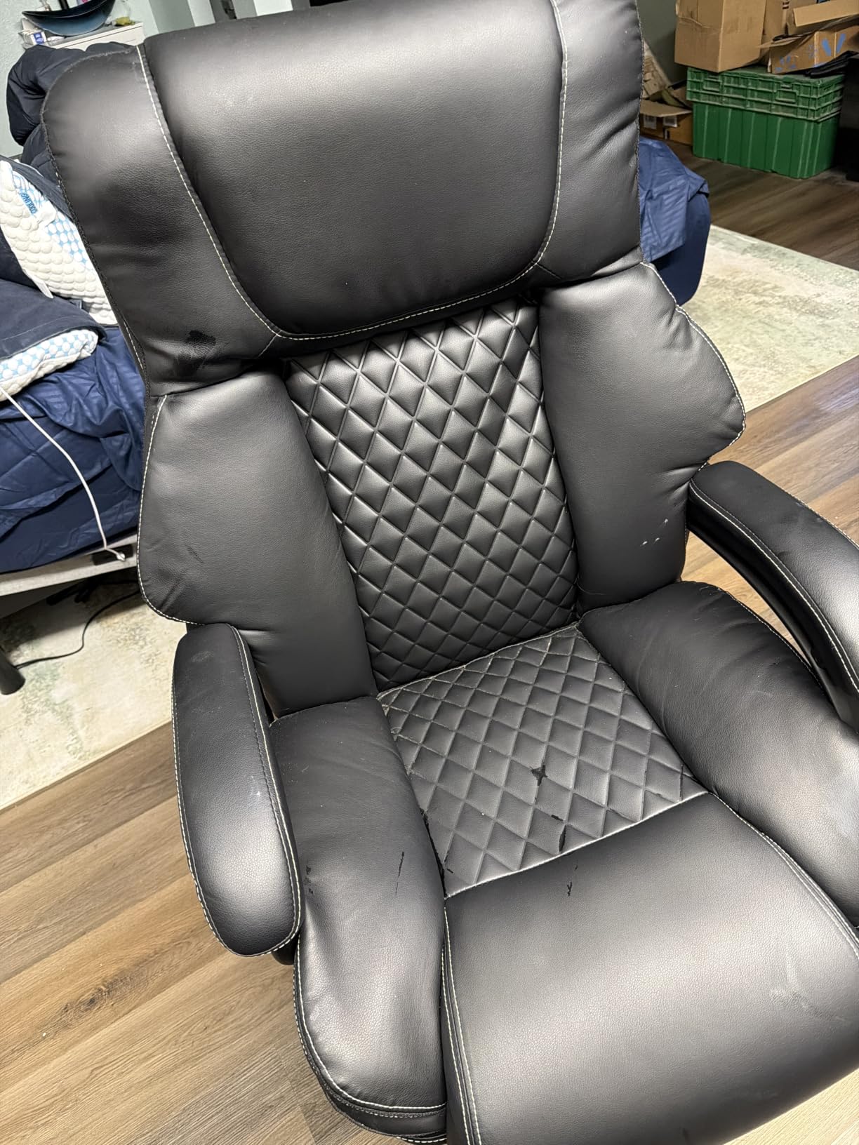 650lbs Large Big and Tall Office Chair for Heavy People with Adjustment Lumbar Support, Comfy Padded Heavy Duty Leather Executive Office Chair with Quiet Rubber for Adults 8 Hours Daliy Work customer photo 1